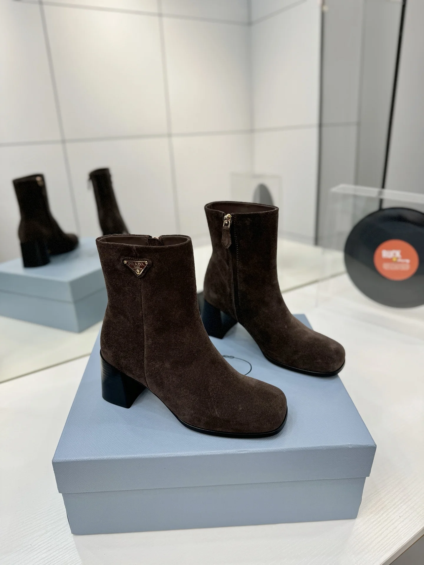 PRADA Booties Cow Leather Brown-Black EU35-41 C60202609110636