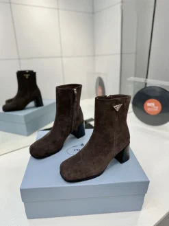 Alternative view of PRADA Booties Cow Leather Brown-Black EU35-41 C60202609110636