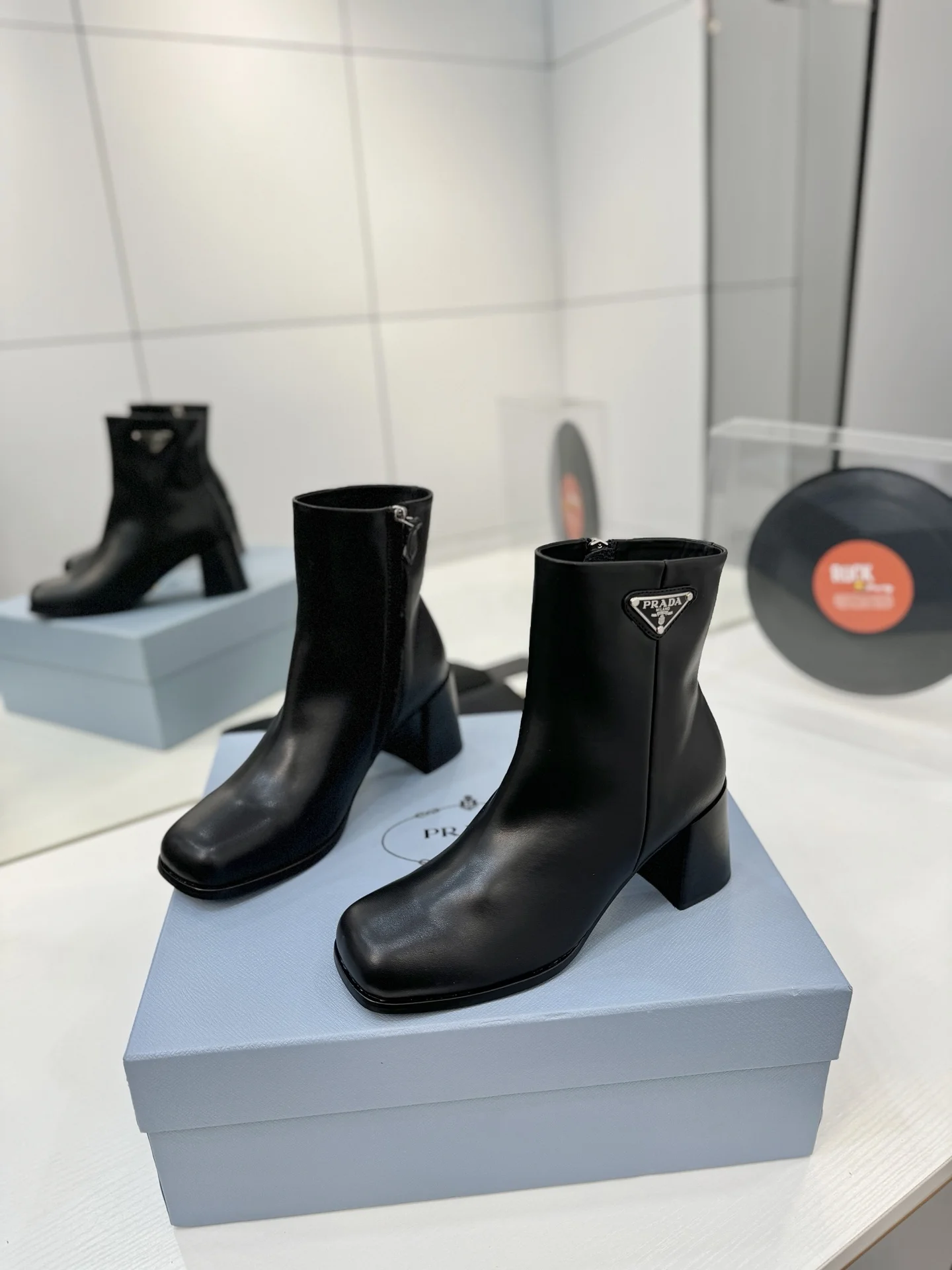 PRADA Booties Leather Black EU35-41 C60202609110637 - Image 6