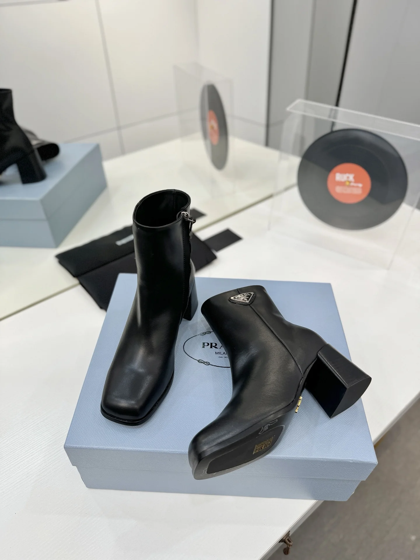 PRADA Booties Leather Black EU35-41 C60202609110637 - Image 8