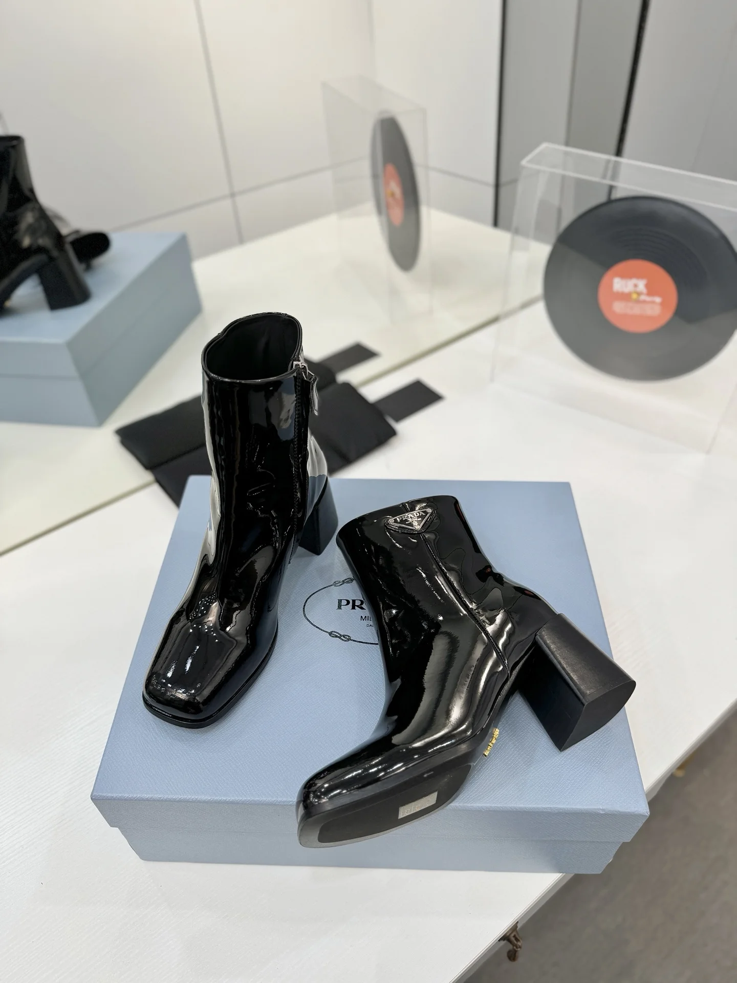 PRADA Booties Leather Black EU35-41 C60202609110638 - Image 7