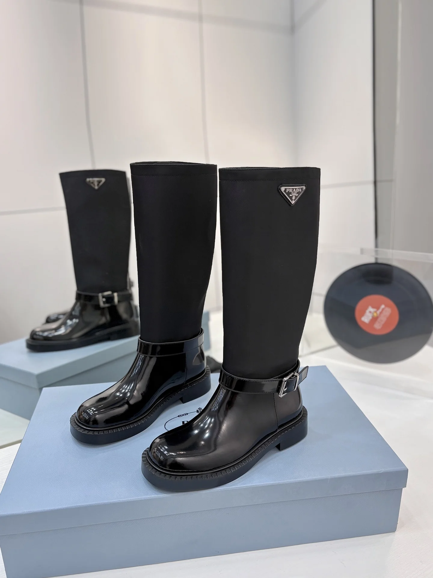 PRADA Boots Calf Leather Black-Silver EU35-41 D10202609110627 - Image 2