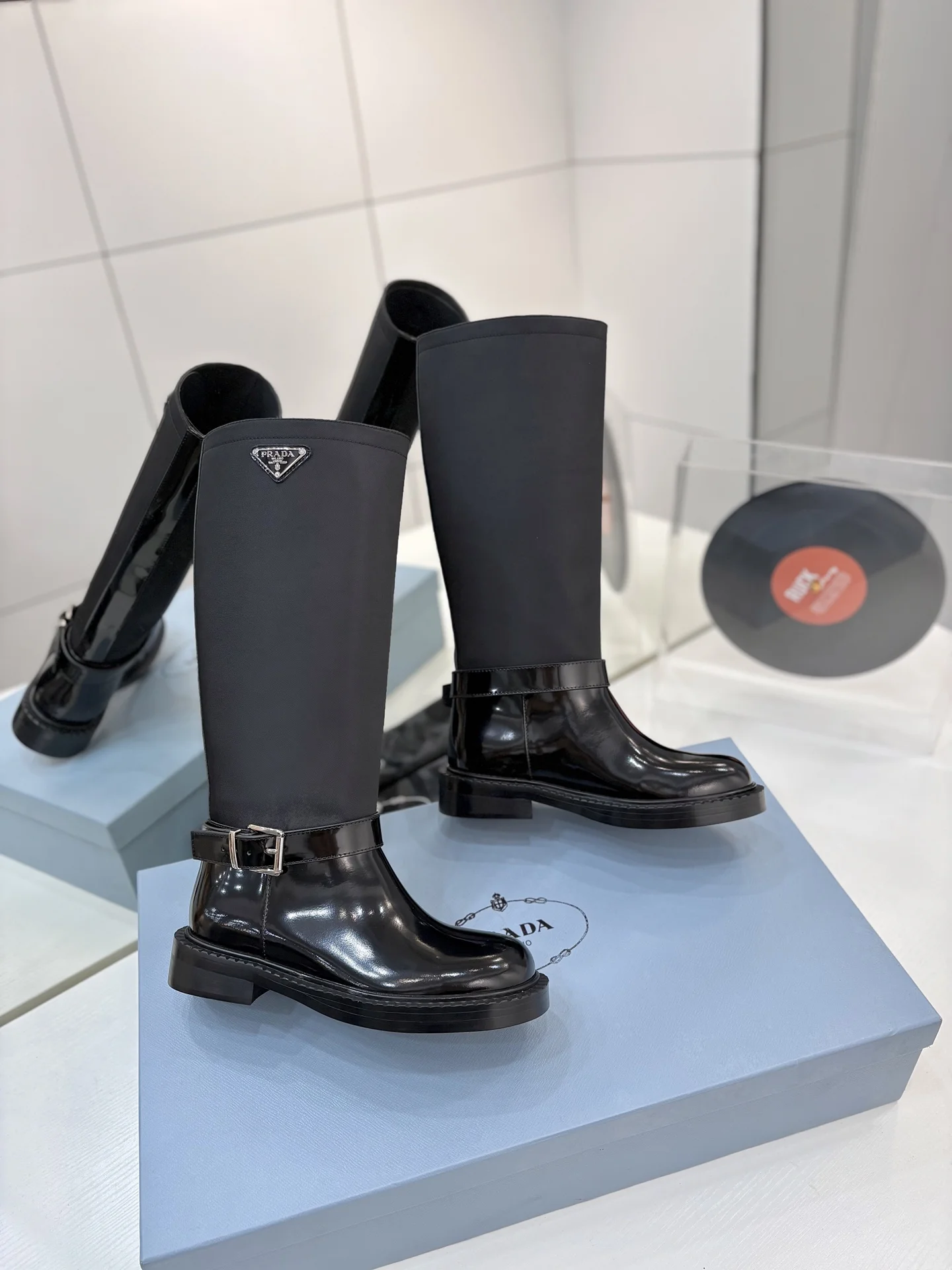 PRADA Boots Calf Leather Black-Silver EU35-41 D10202609110627 - Image 8