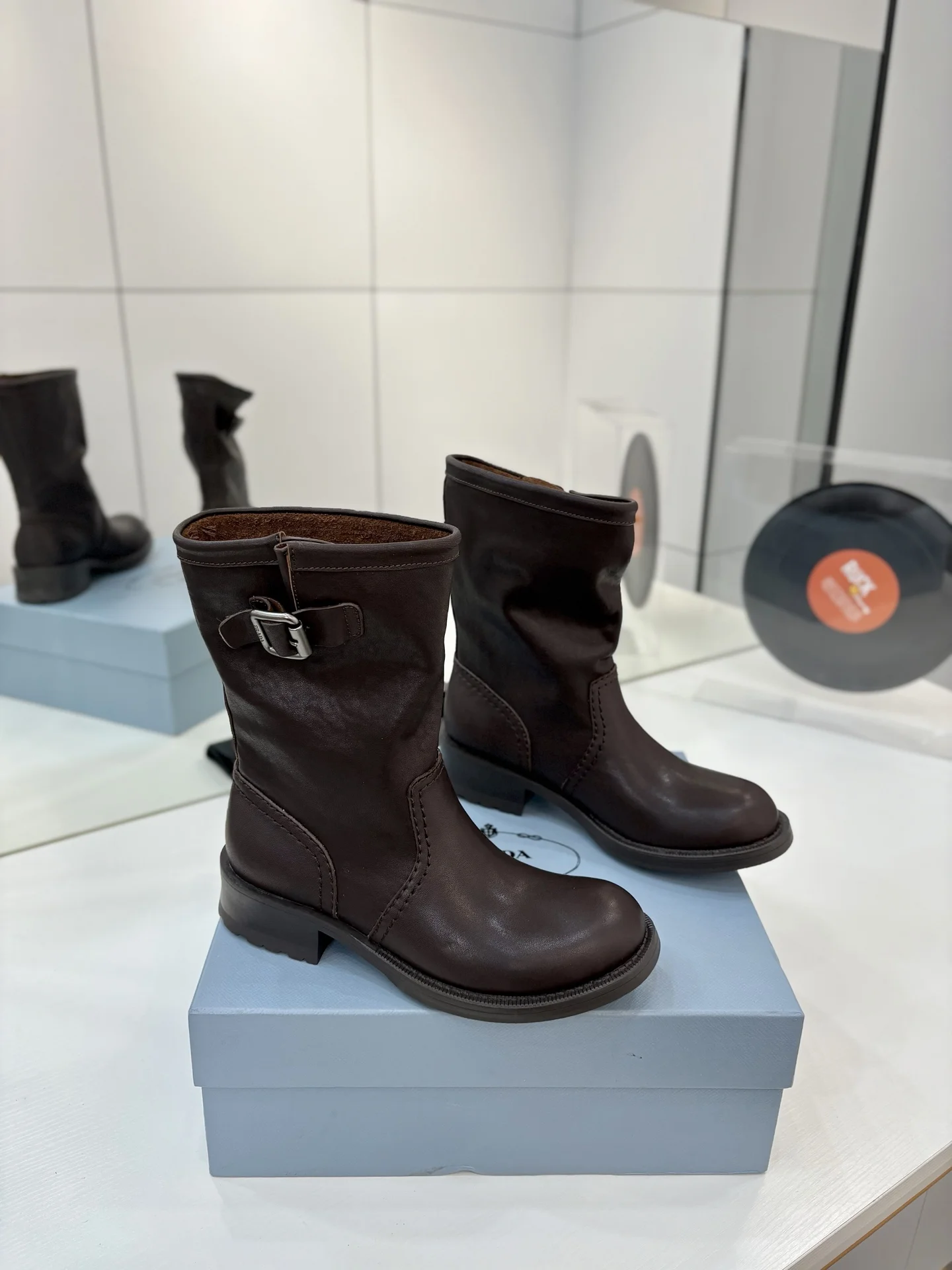 PRADA Boots Calf Leather Brown EU35-40 C70202609110642