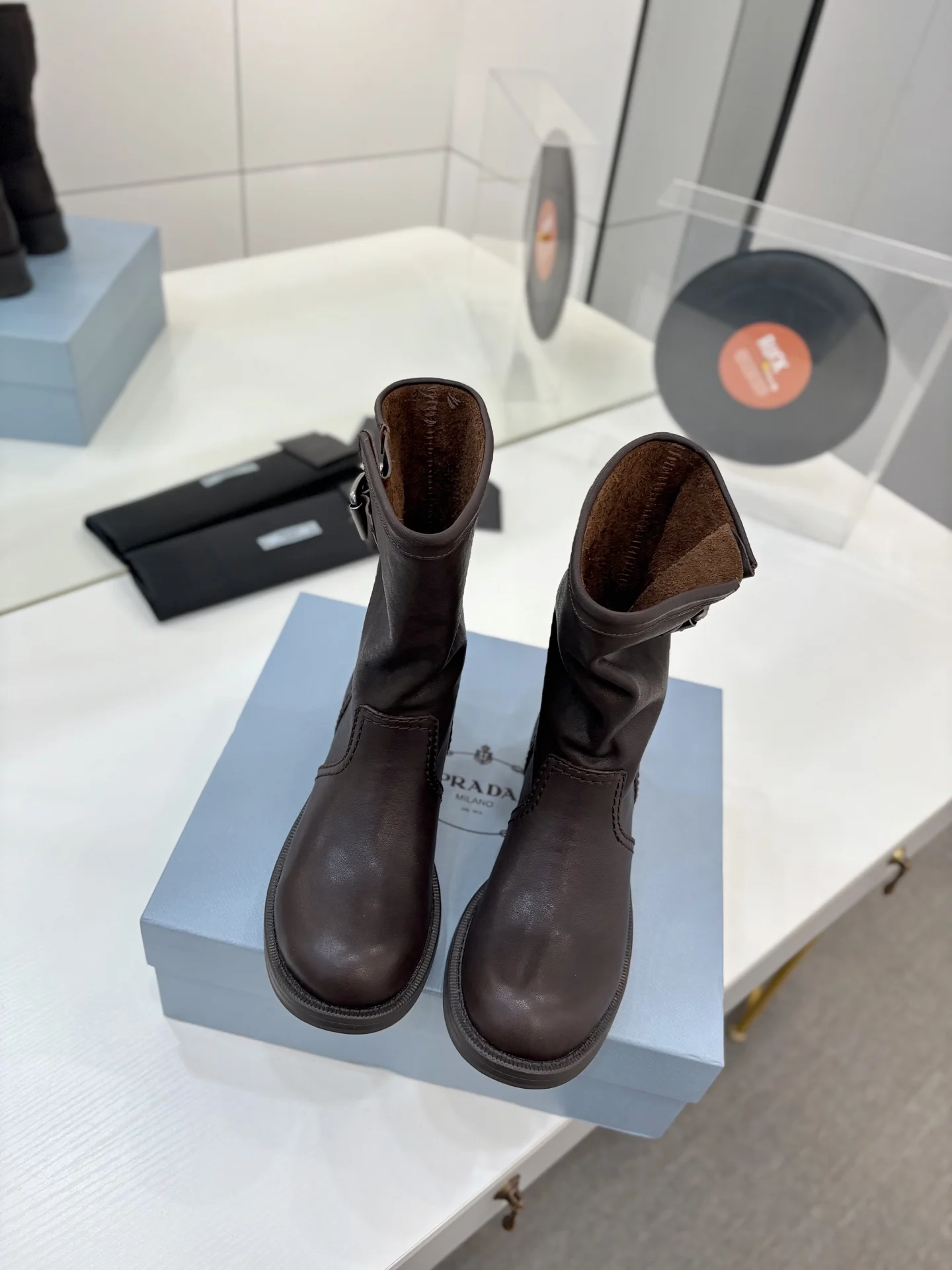 PRADA Boots Calf Leather Brown EU35-40 C70202609110642 - Image 3