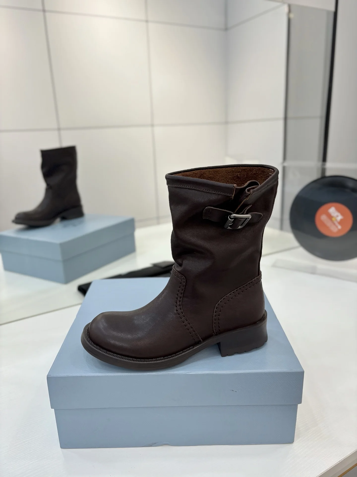 PRADA Boots Calf Leather Brown EU35-40 C70202609110642 - Image 4