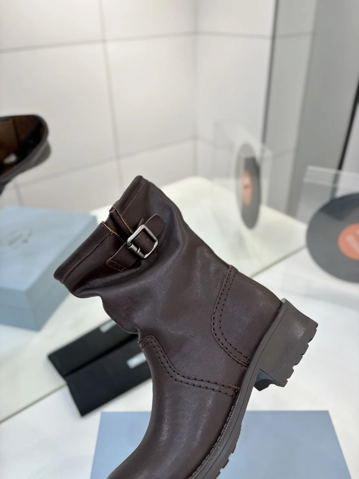 PRADA Boots Calf Leather Brown EU35-40 C70202609110642 - Image 6