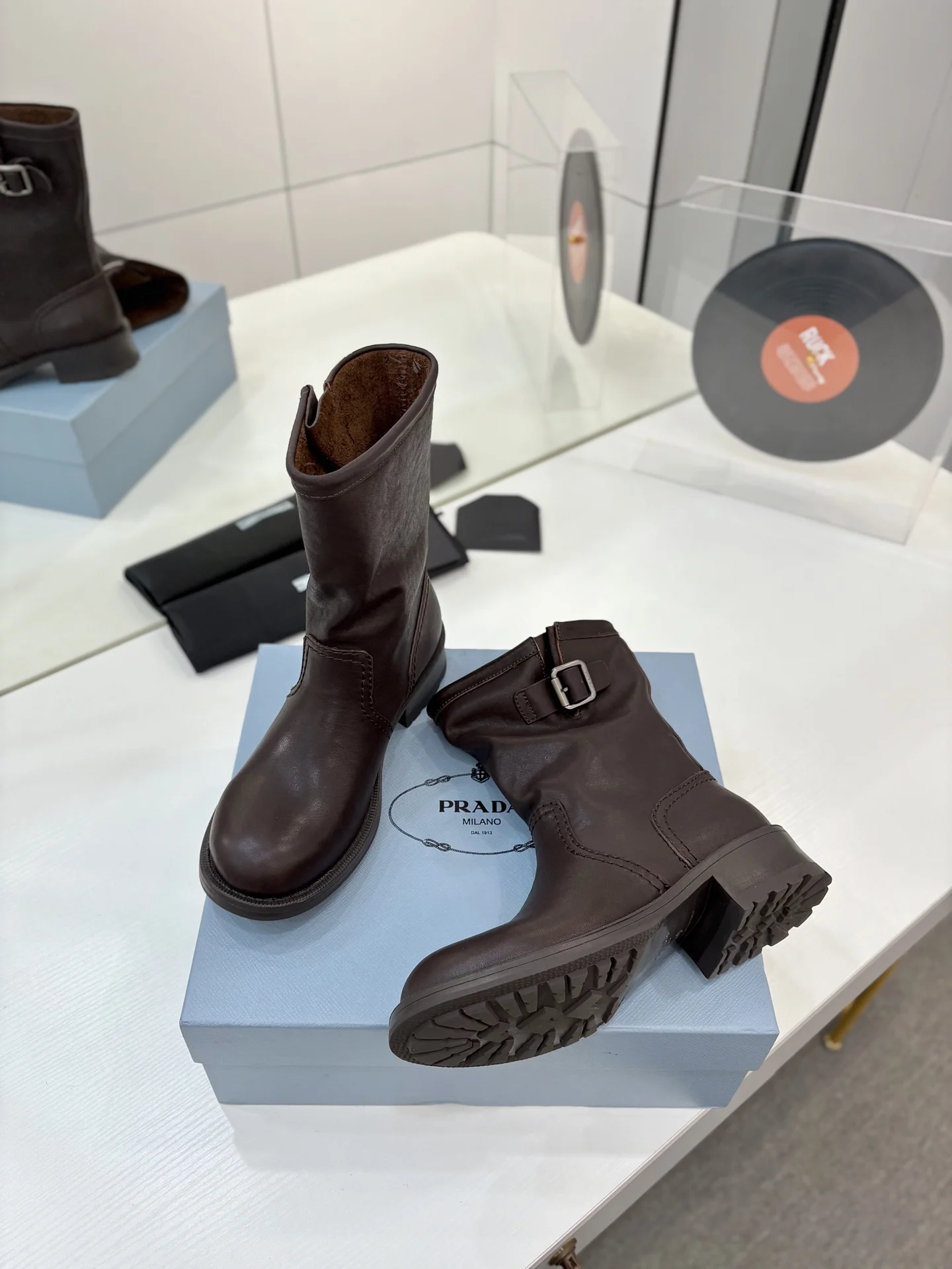 PRADA Boots Calf Leather Brown EU35-40 C70202609110642 - Image 7