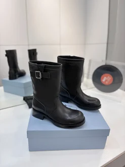 PRADA Boots Calf Leather Canvas Black EU35-41 C40202609110644