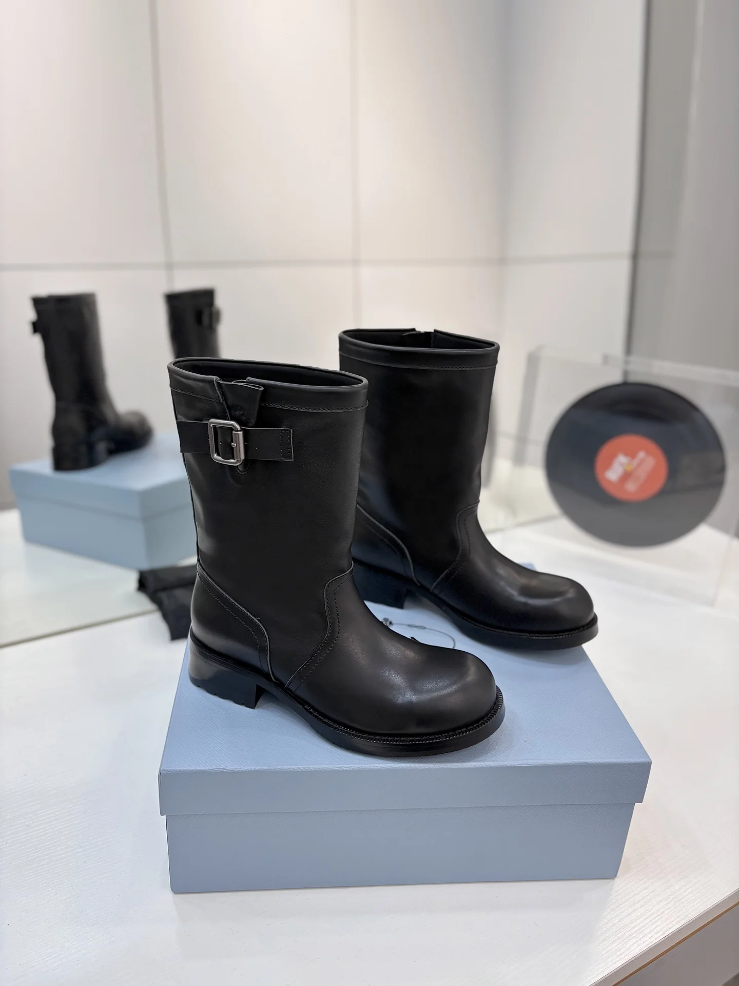 PRADA Boots Calf Leather Canvas Black EU35-41 C40202609110644