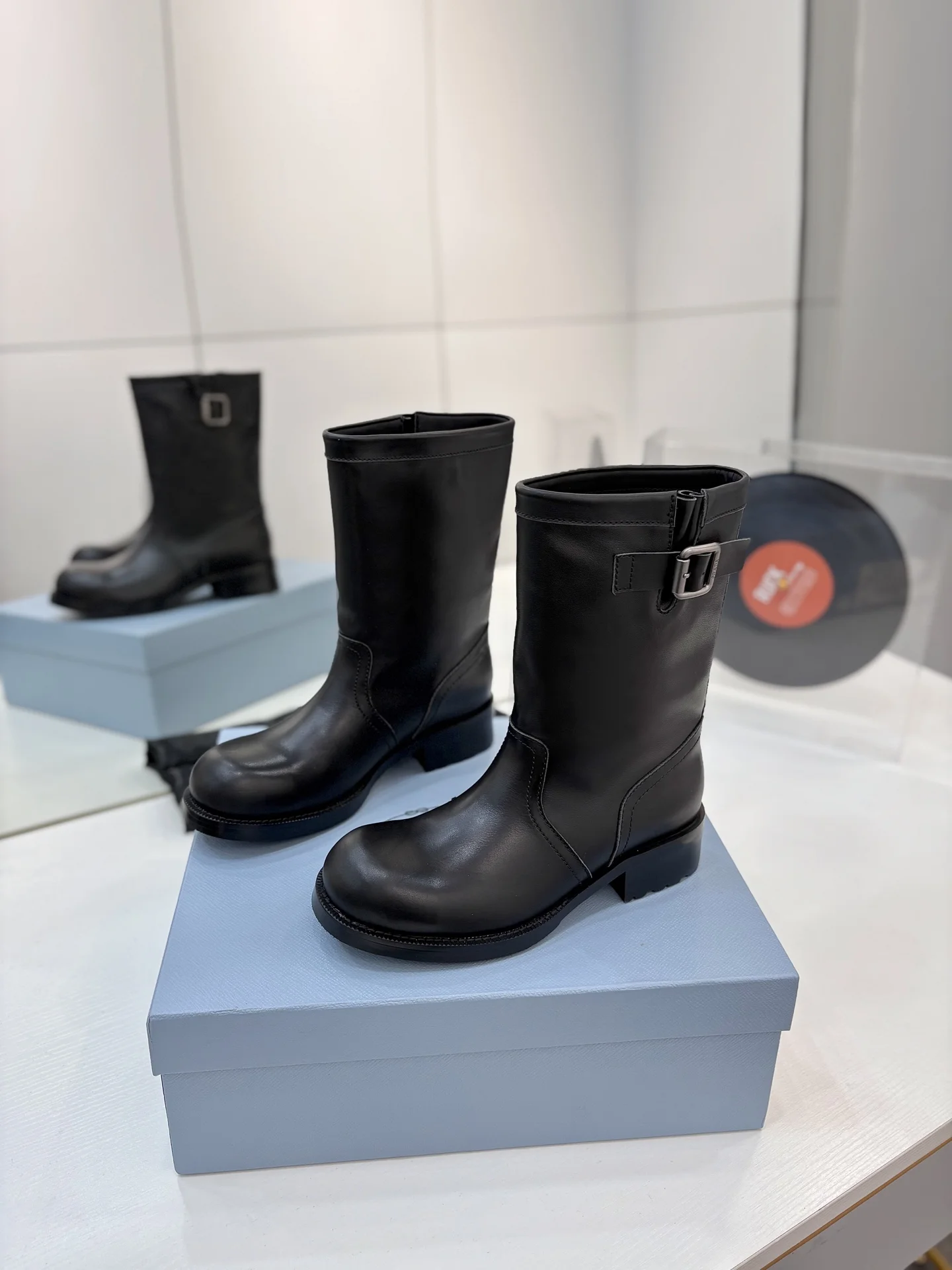 PRADA Boots Calf Leather Canvas Black EU35-41 C40202609110644 - Image 2