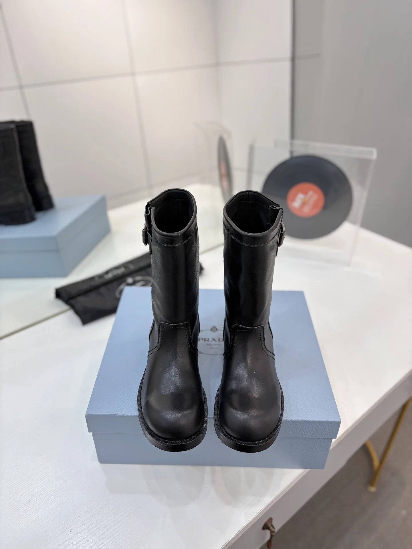 PRADA Boots Calf Leather Canvas Black EU35-41 C40202609110644 - Image 3