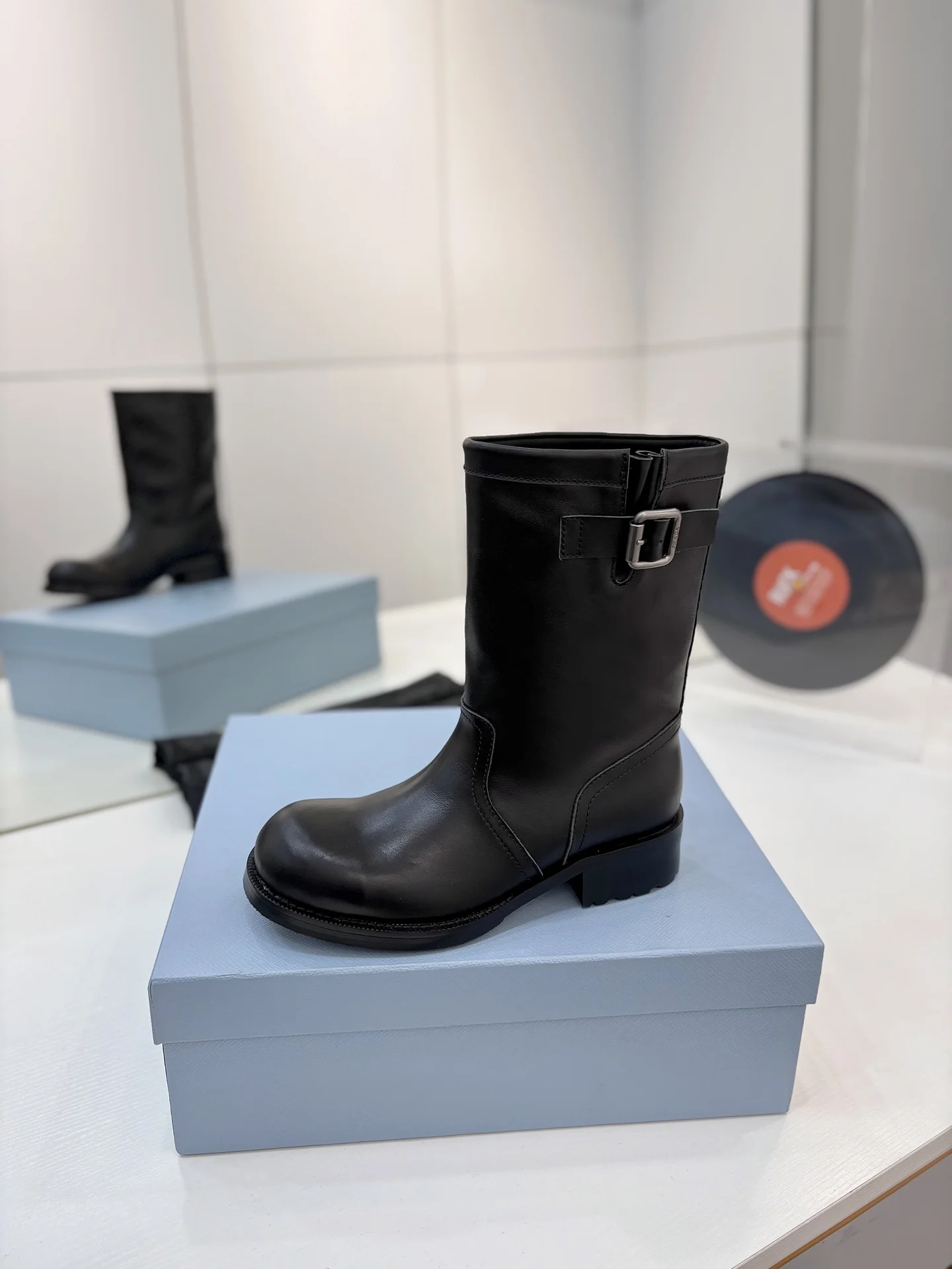 PRADA Boots Calf Leather Canvas Black EU35-41 C40202609110644 - Image 4