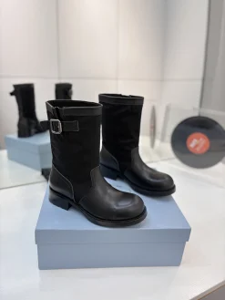 PRADA Boots Calf Leather Canvas Black EU35-41 C40202609110647