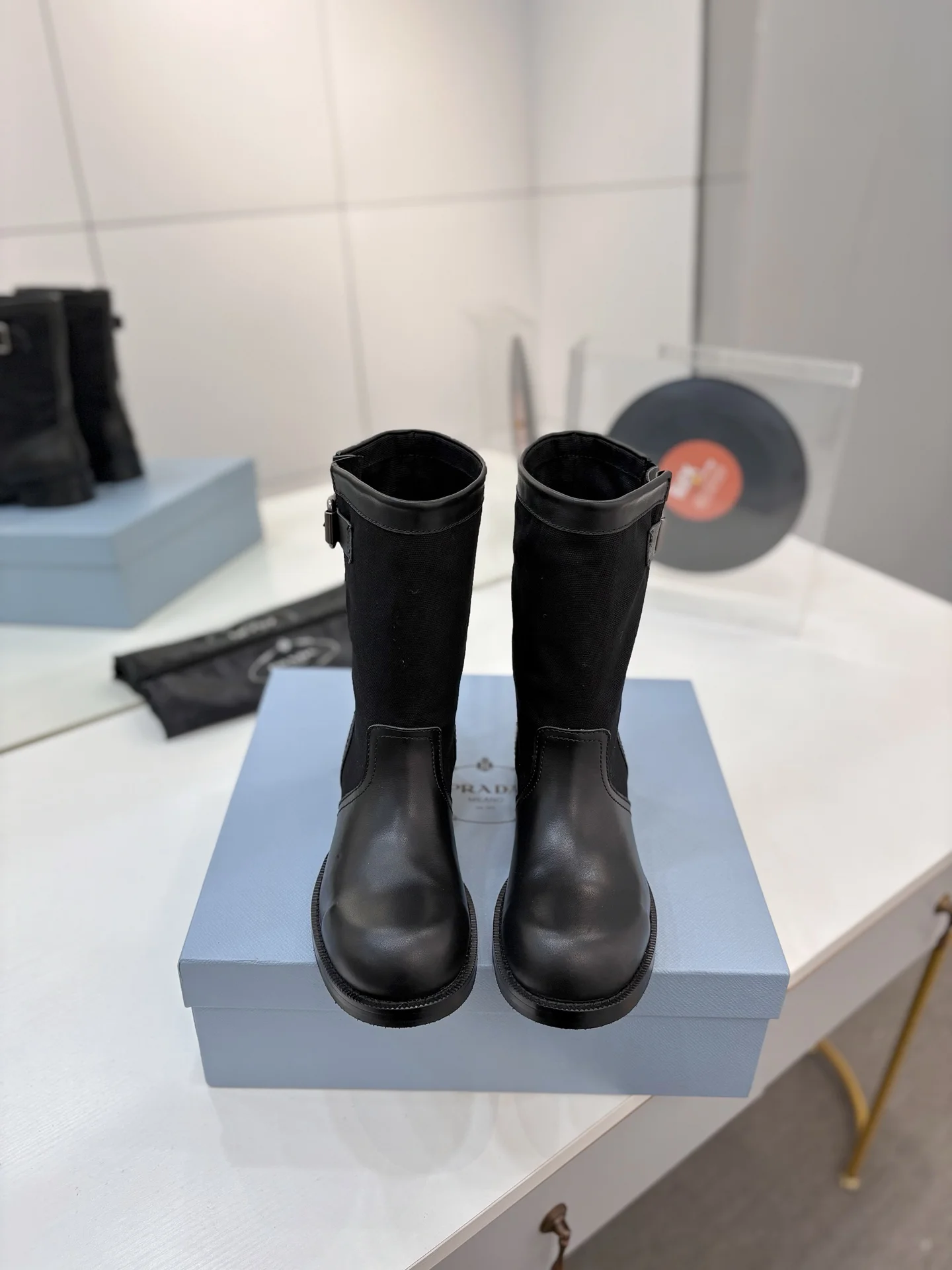 PRADA Boots Calf Leather Canvas Black EU35-41 C40202609110647 - Image 3