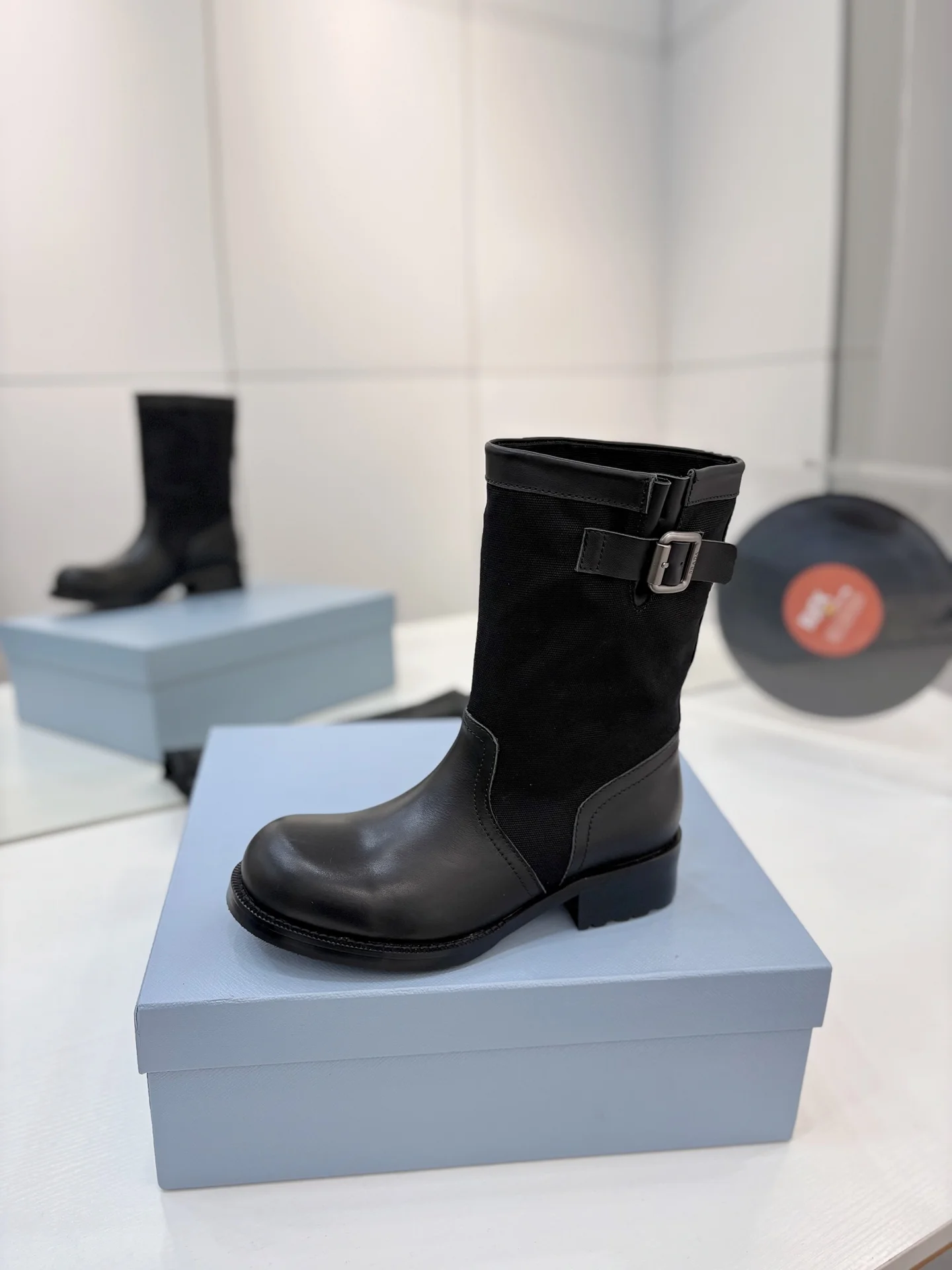 PRADA Boots Calf Leather Canvas Black EU35-41 C40202609110647 - Image 4