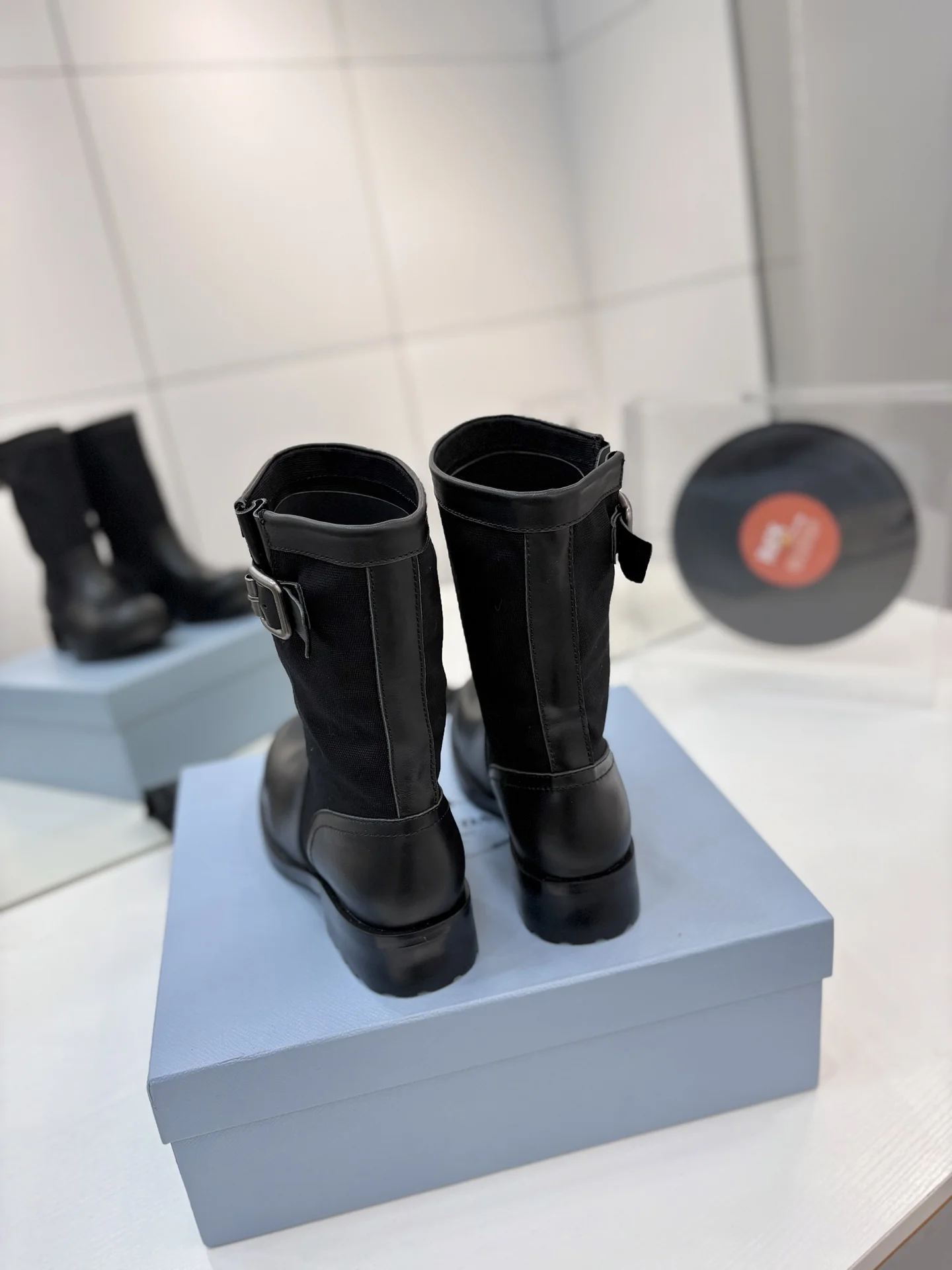 PRADA Boots Calf Leather Canvas Black EU35-41 C40202609110647 - Image 8