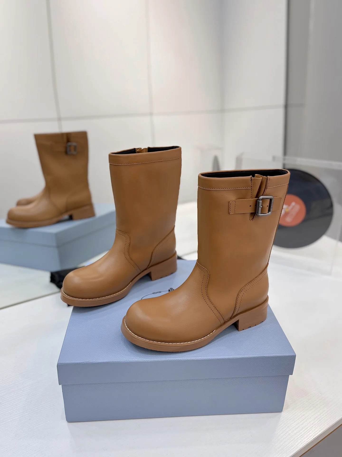 PRADA Boots Calf Leather Canvas Brown EU35-41 C40202609110649 - Image 2