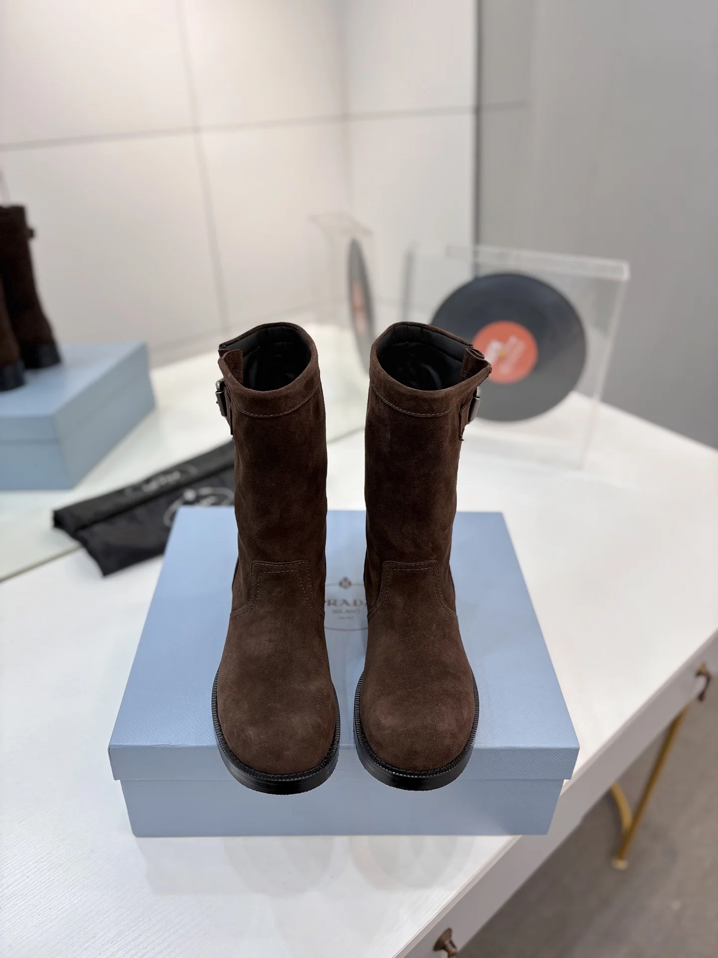 PRADA Boots Calf Leather Canvas Brown-Silver EU35-41 C40202609110645 - Image 2