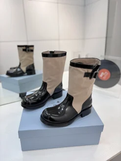 Alternative view of PRADA Boots Calfskin Canvas Black-Beige EU35-41 C40202609110650