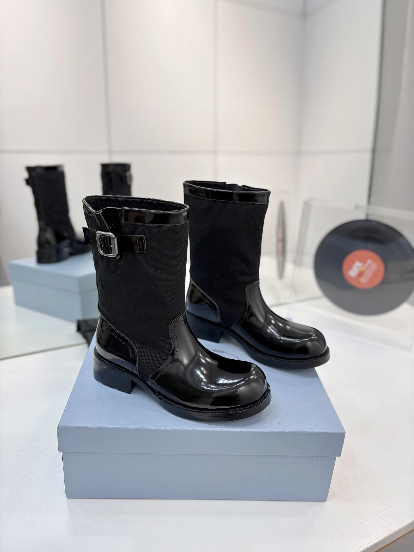 PRADA Boots Calfskin Canvas Black EU35-41 C40202609110646