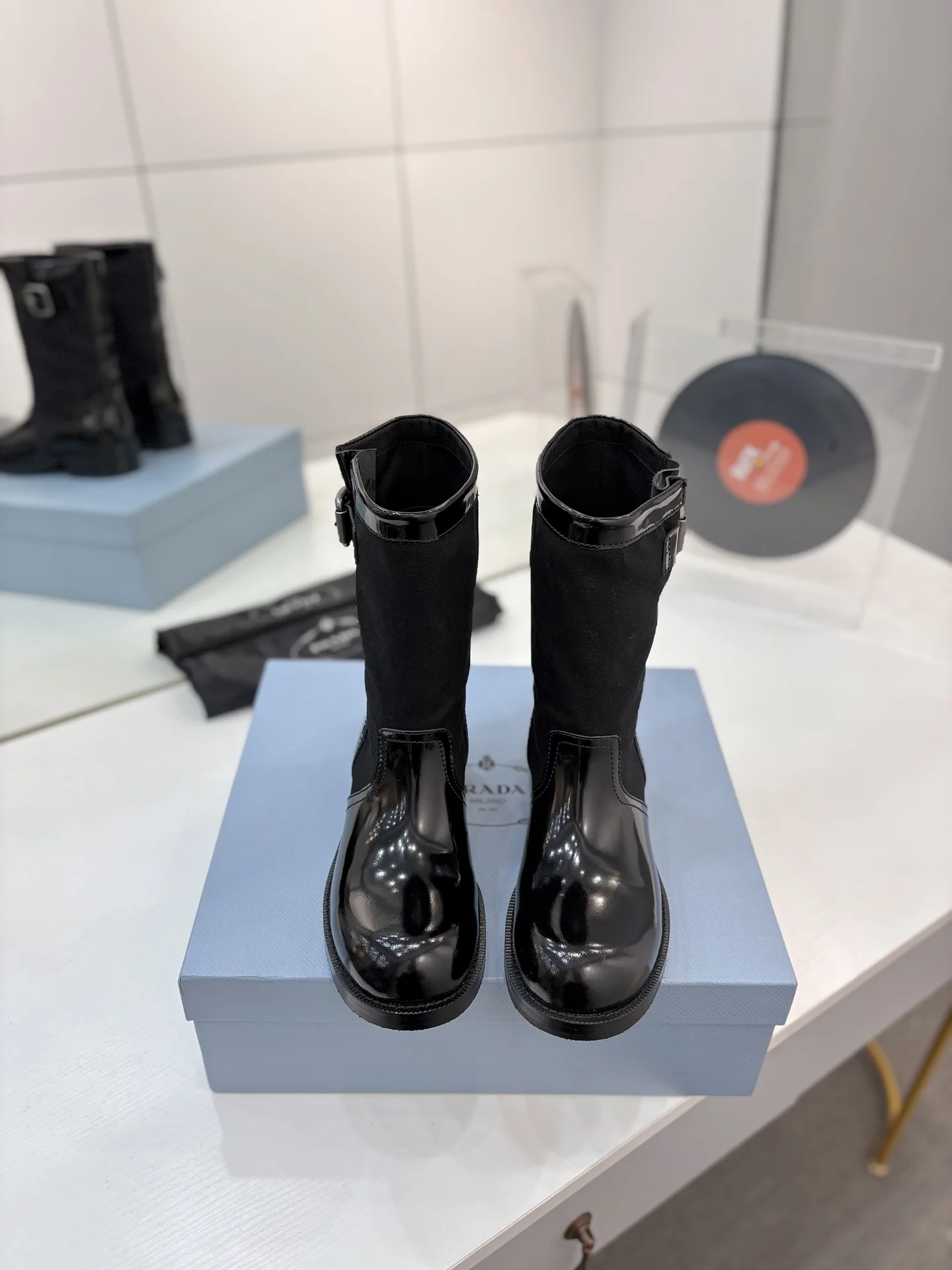 PRADA Boots Calfskin Canvas Black EU35-41 C40202609110646 - Image 3