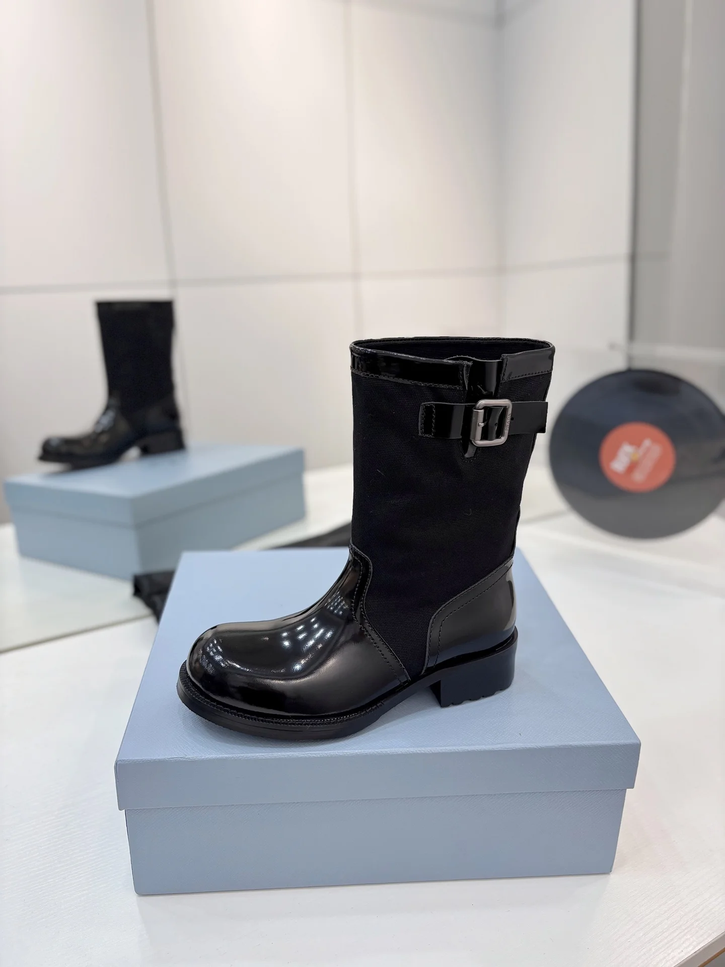 PRADA Boots Calfskin Canvas Black EU35-41 C40202609110646 - Image 4