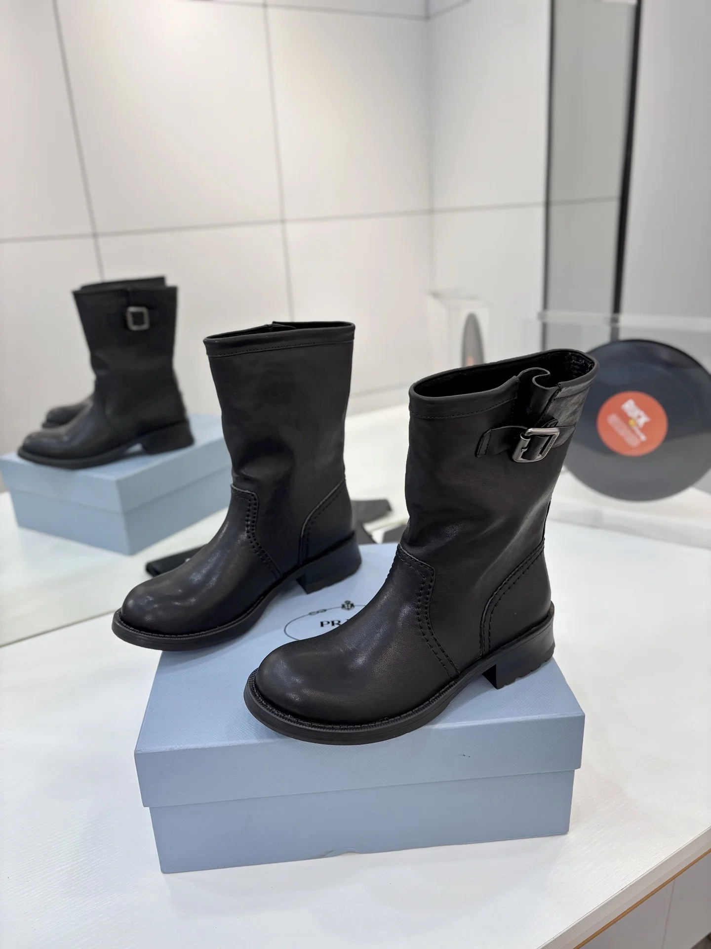 PRADA Boots Calfskin Leather Black EU35-40 C70202609110643 - Image 2