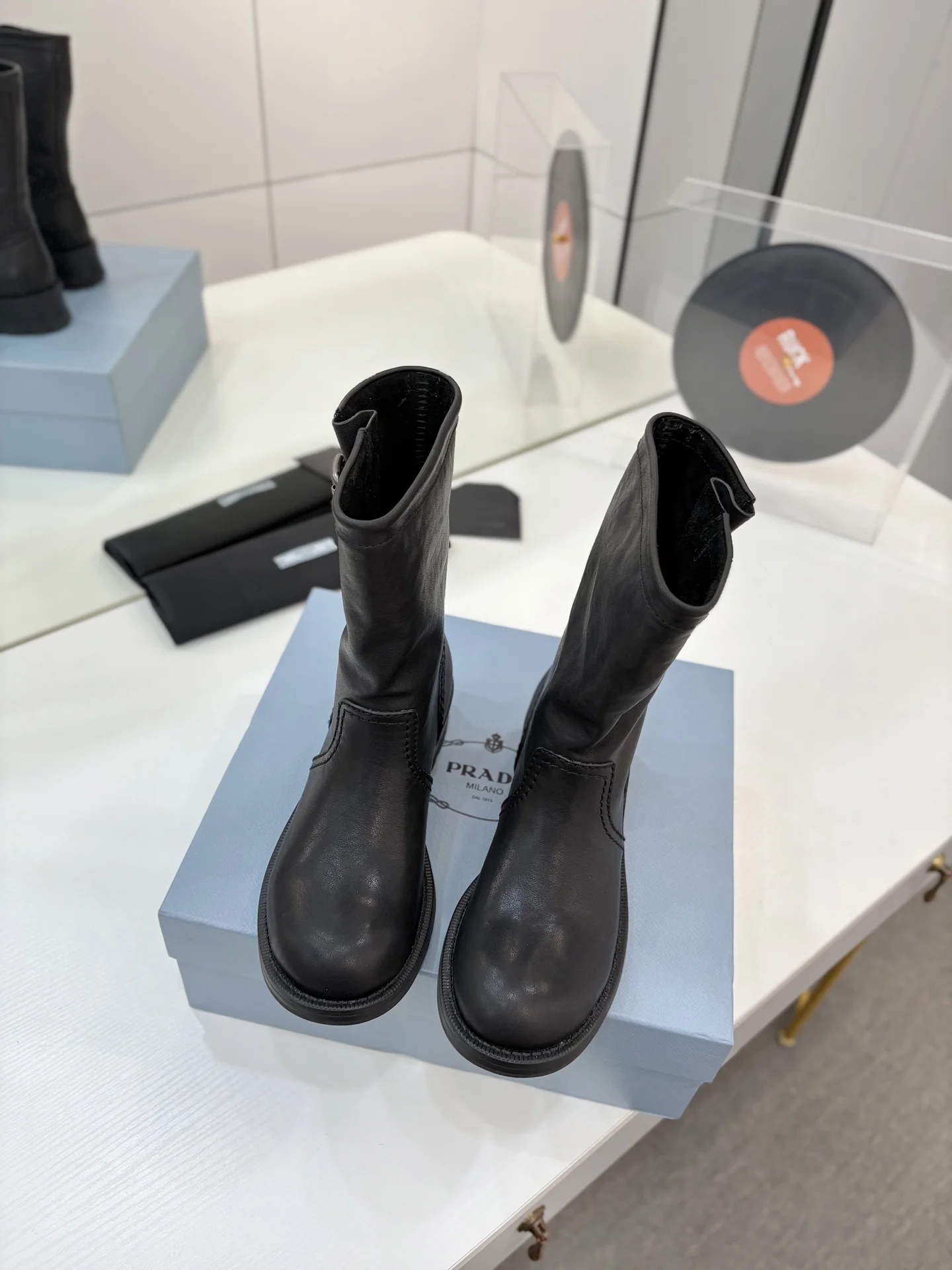 PRADA Boots Calfskin Leather Black EU35-40 C70202609110643 - Image 3