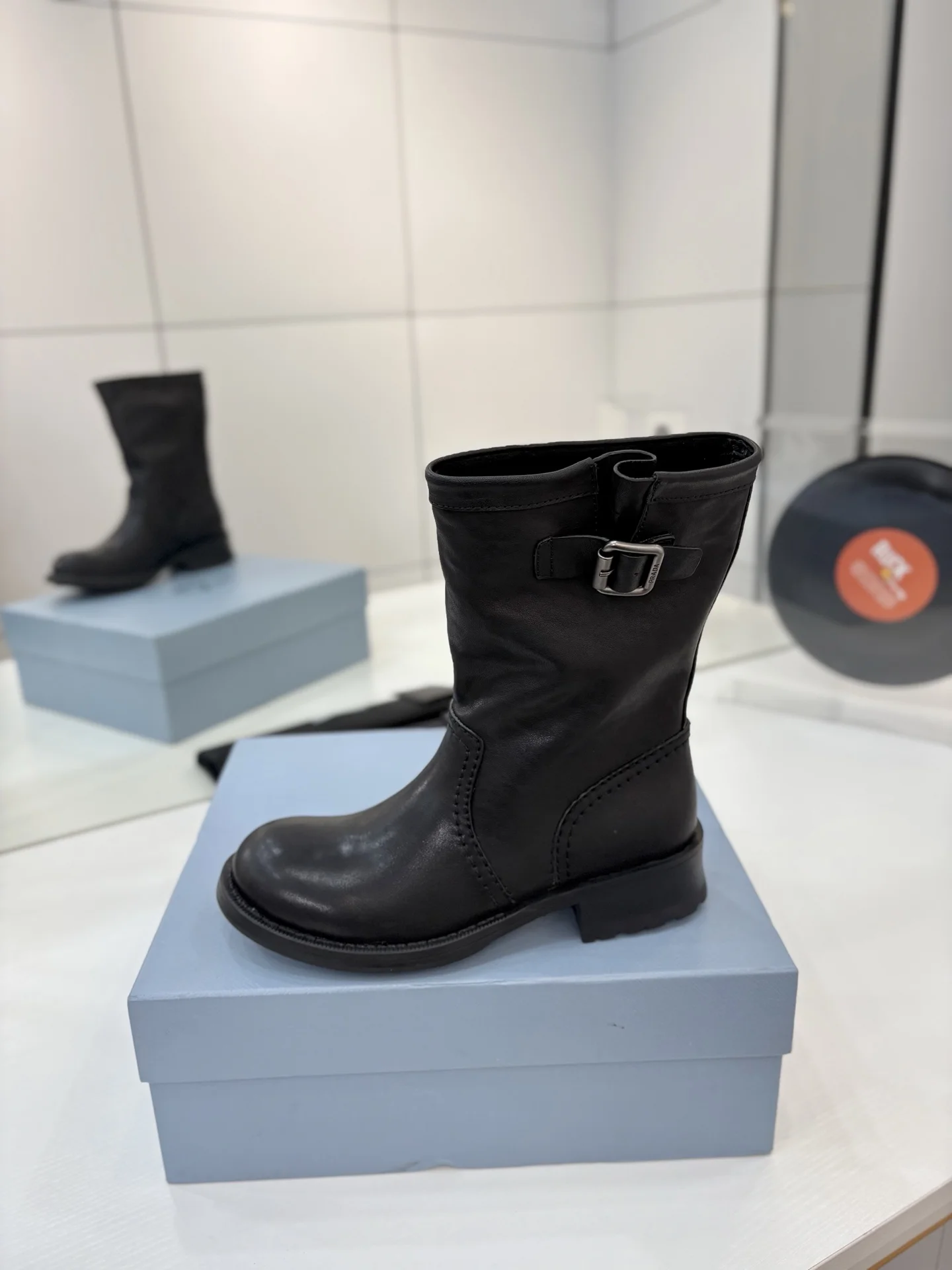 PRADA Boots Calfskin Leather Black EU35-40 C70202609110643 - Image 4