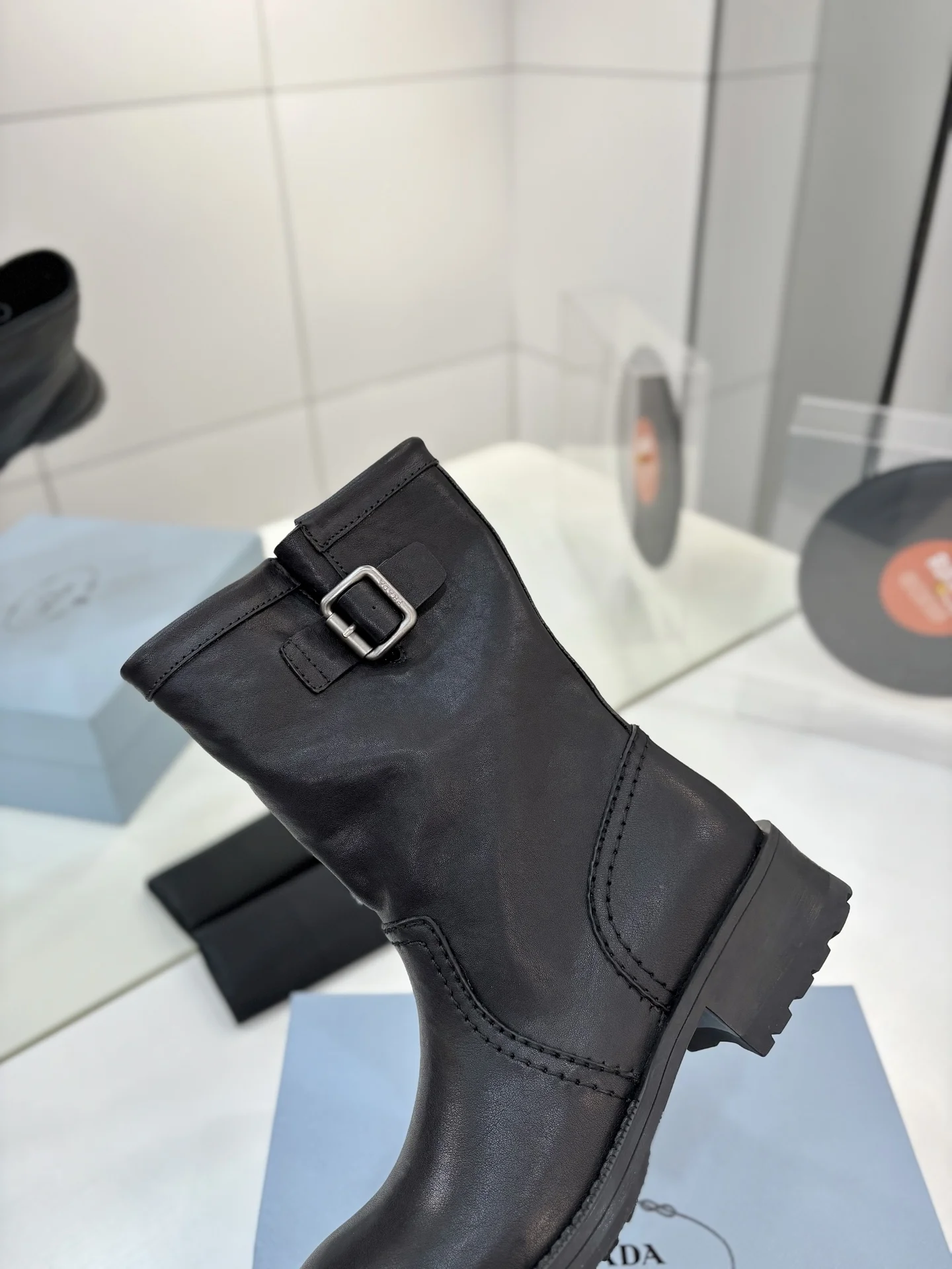 PRADA Boots Calfskin Leather Black EU35-40 C70202609110643 - Image 6