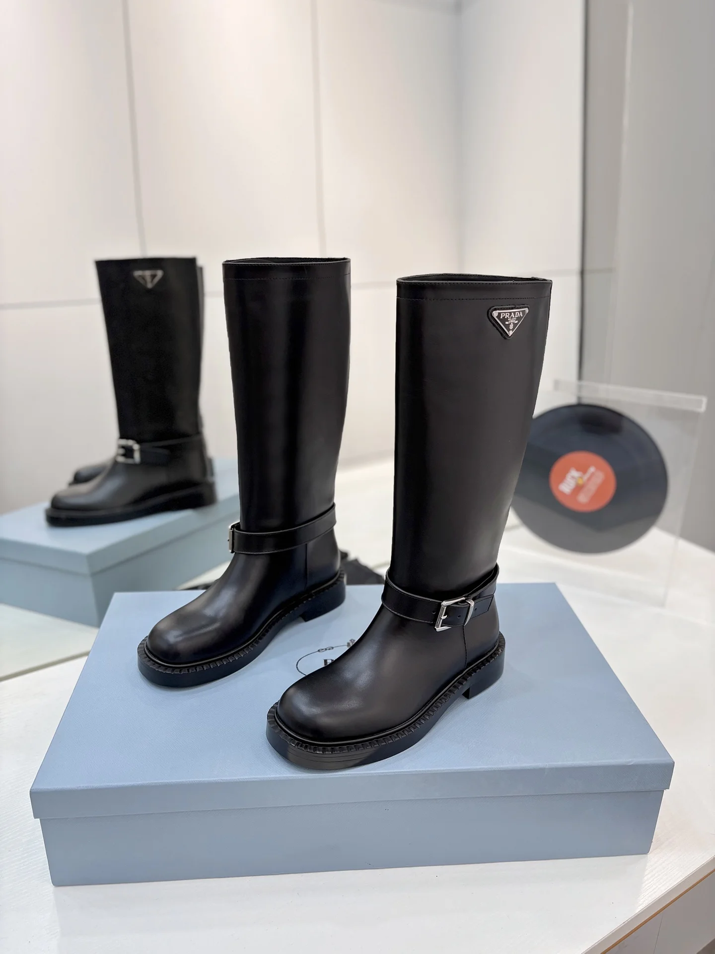PRADA Boots Calfskin Leather Black EU35-41 D10202609110626 - Image 2