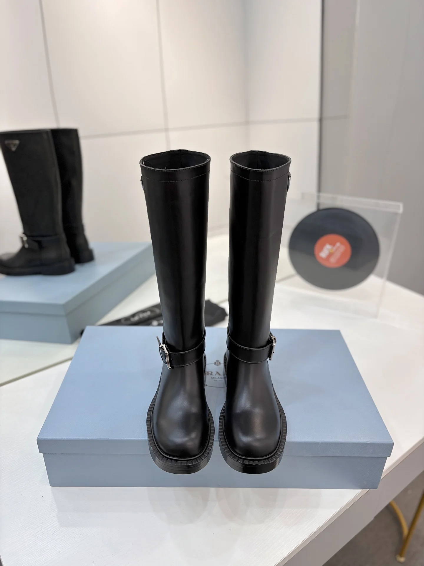 PRADA Boots Calfskin Leather Black EU35-41 D10202609110626 - Image 3