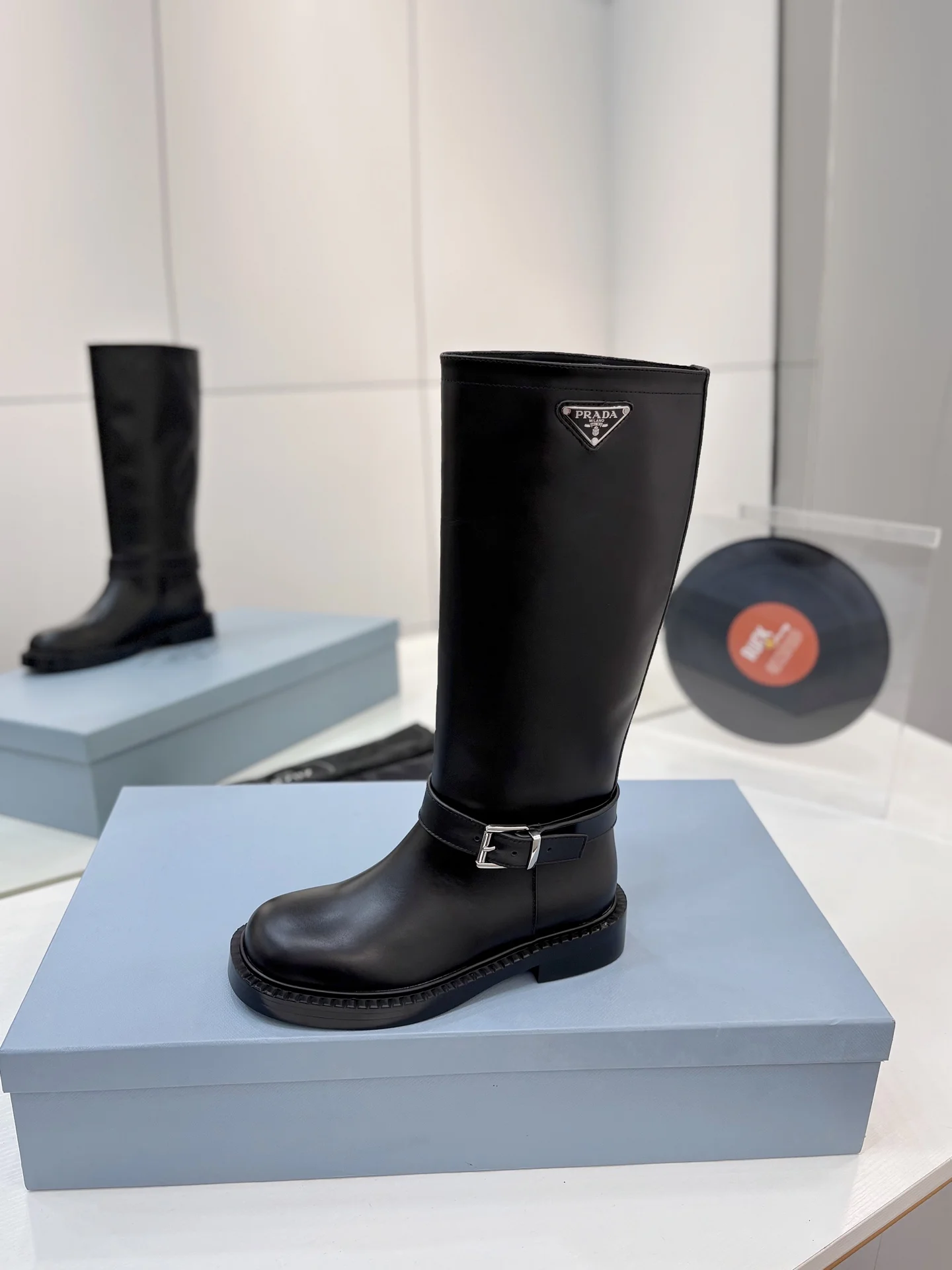 PRADA Boots Calfskin Leather Black EU35-41 D10202609110626 - Image 4