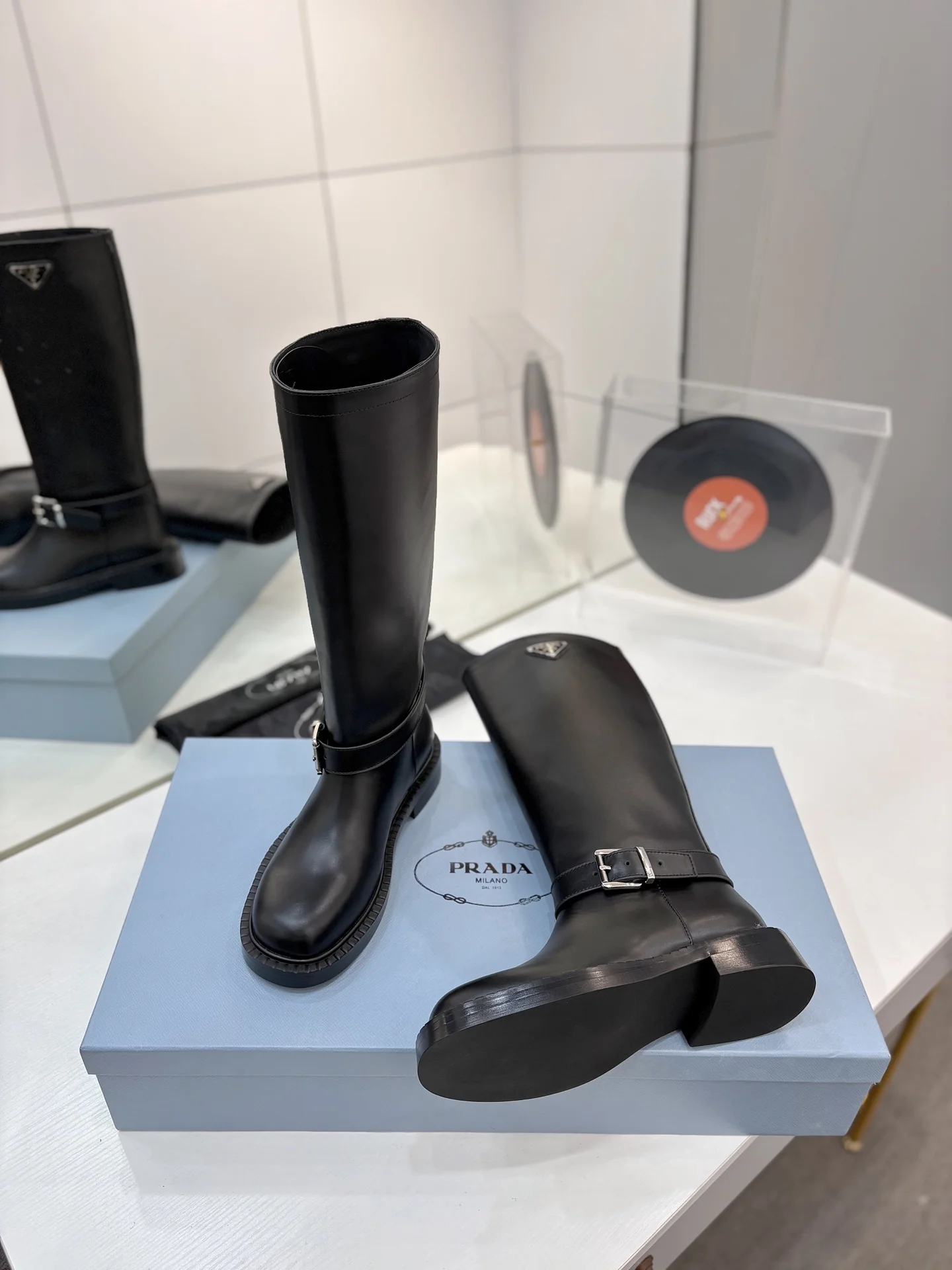 PRADA Boots Calfskin Leather Black EU35-41 D10202609110626 - Image 7
