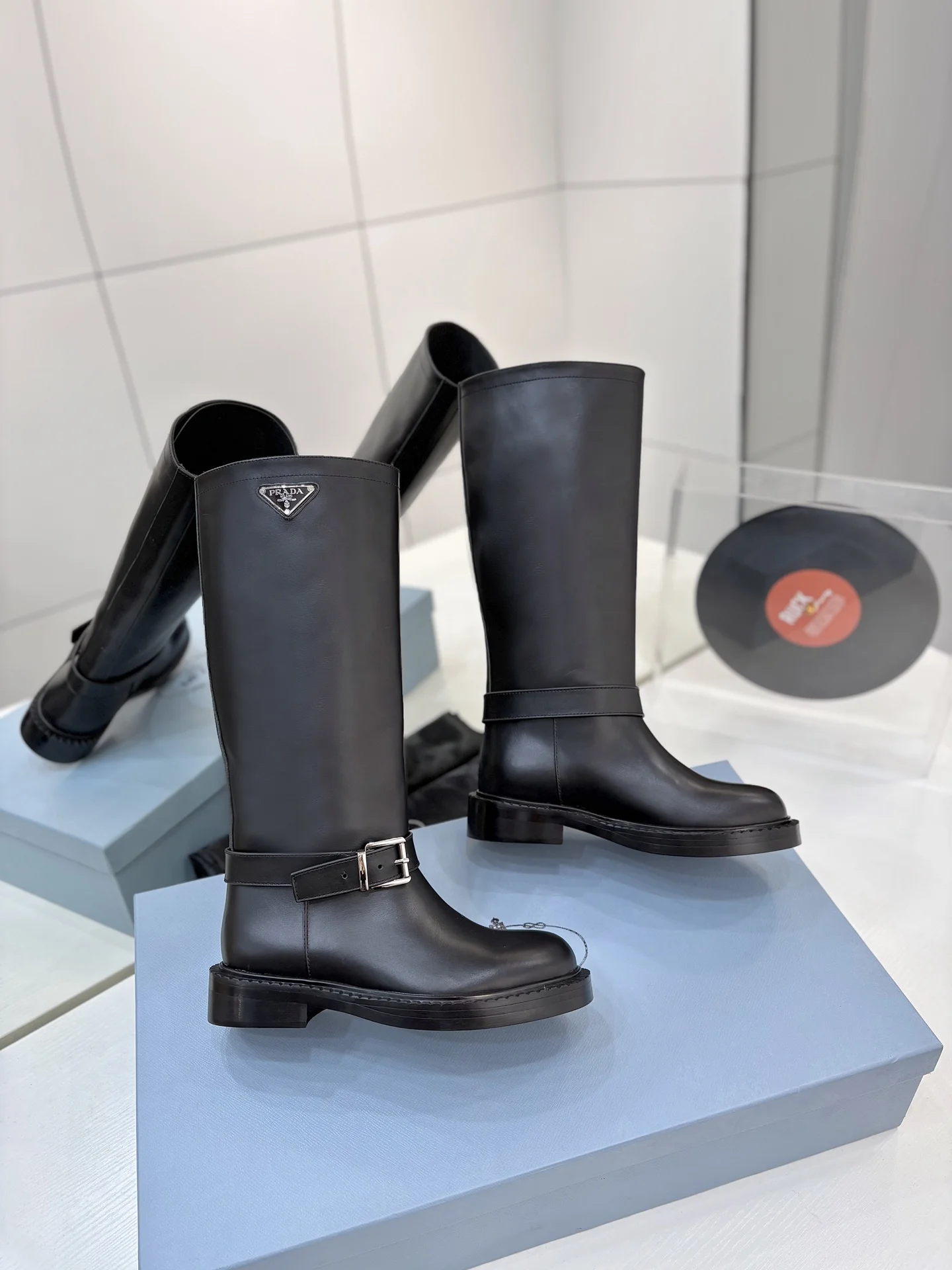 PRADA Boots Calfskin Leather Black EU35-41 D10202609110626 - Image 8