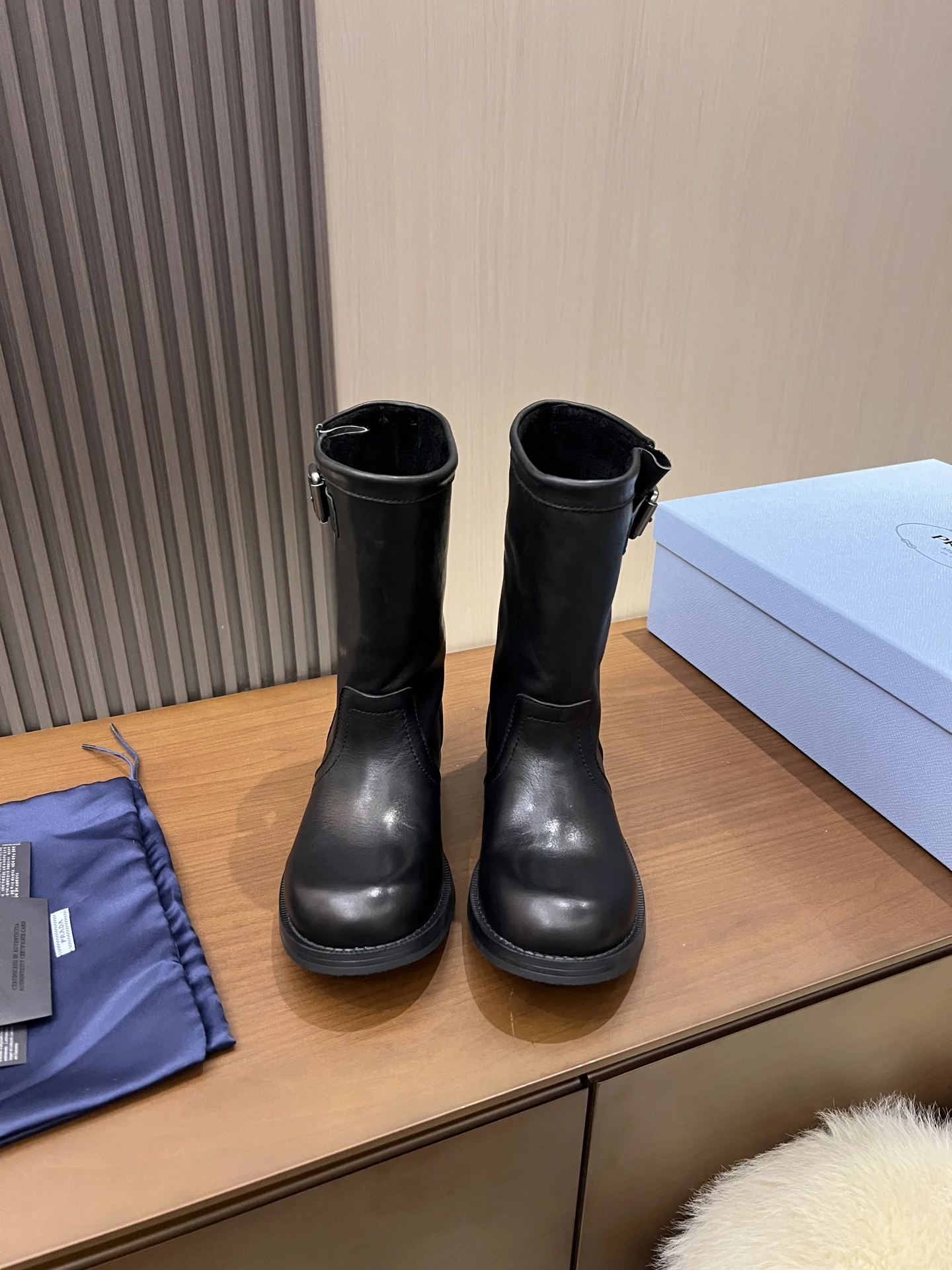 PRADA Boots Canvas Leather Black EU35-40 C40202609110689 - Image 3