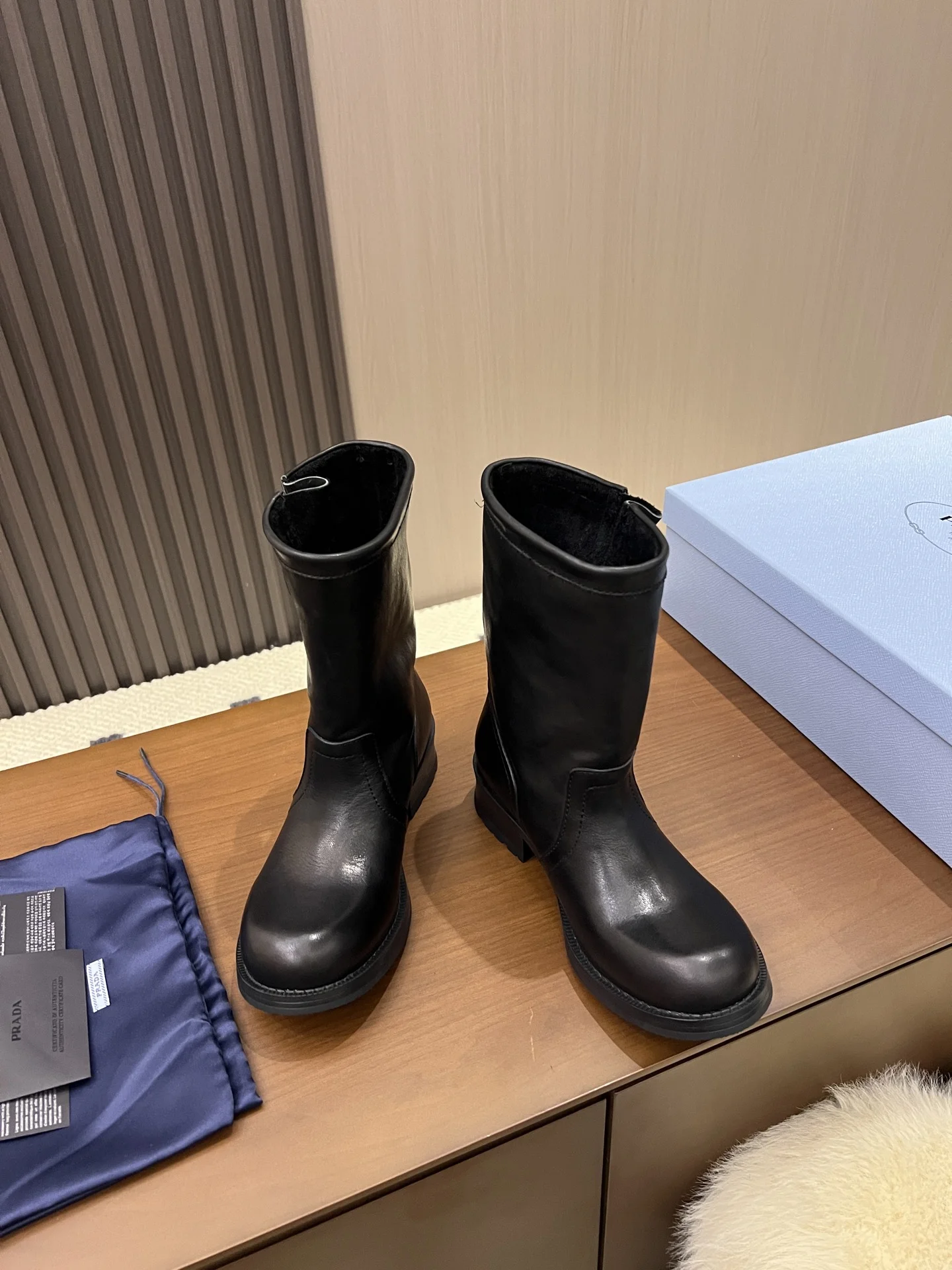 PRADA Boots Canvas Leather Black EU35-40 C40202609110689 - Image 7