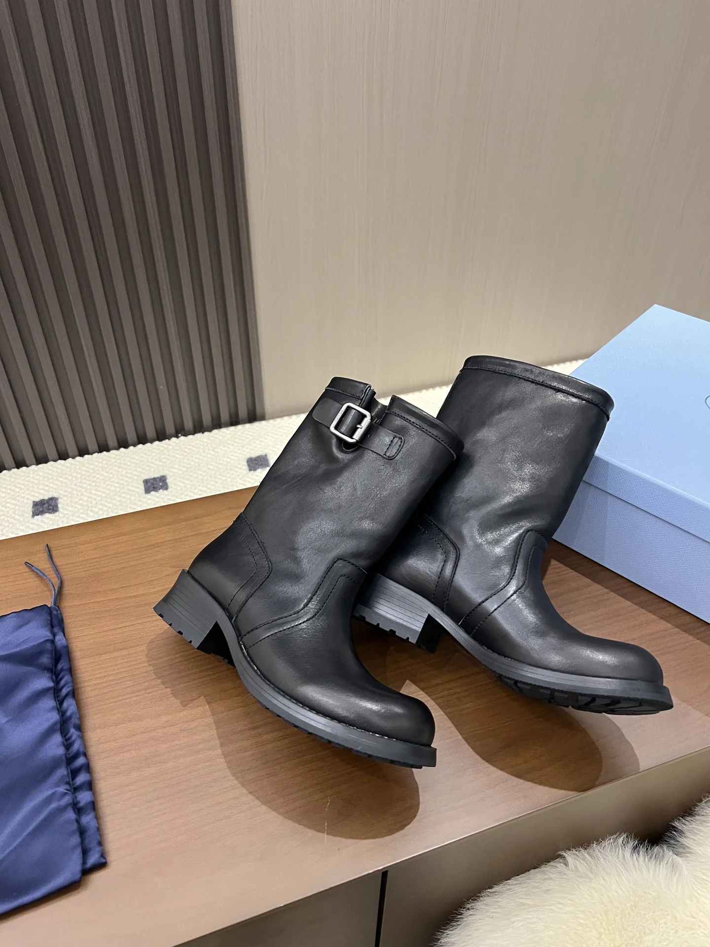 PRADA Boots Canvas Leather Black EU35-40 C40202609110689 - Image 9