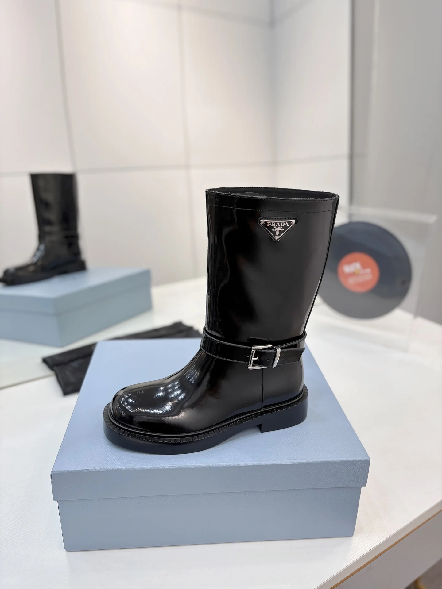 PRADA Boots Cow Leather Black EU35-41 C50202609110630 - Image 4