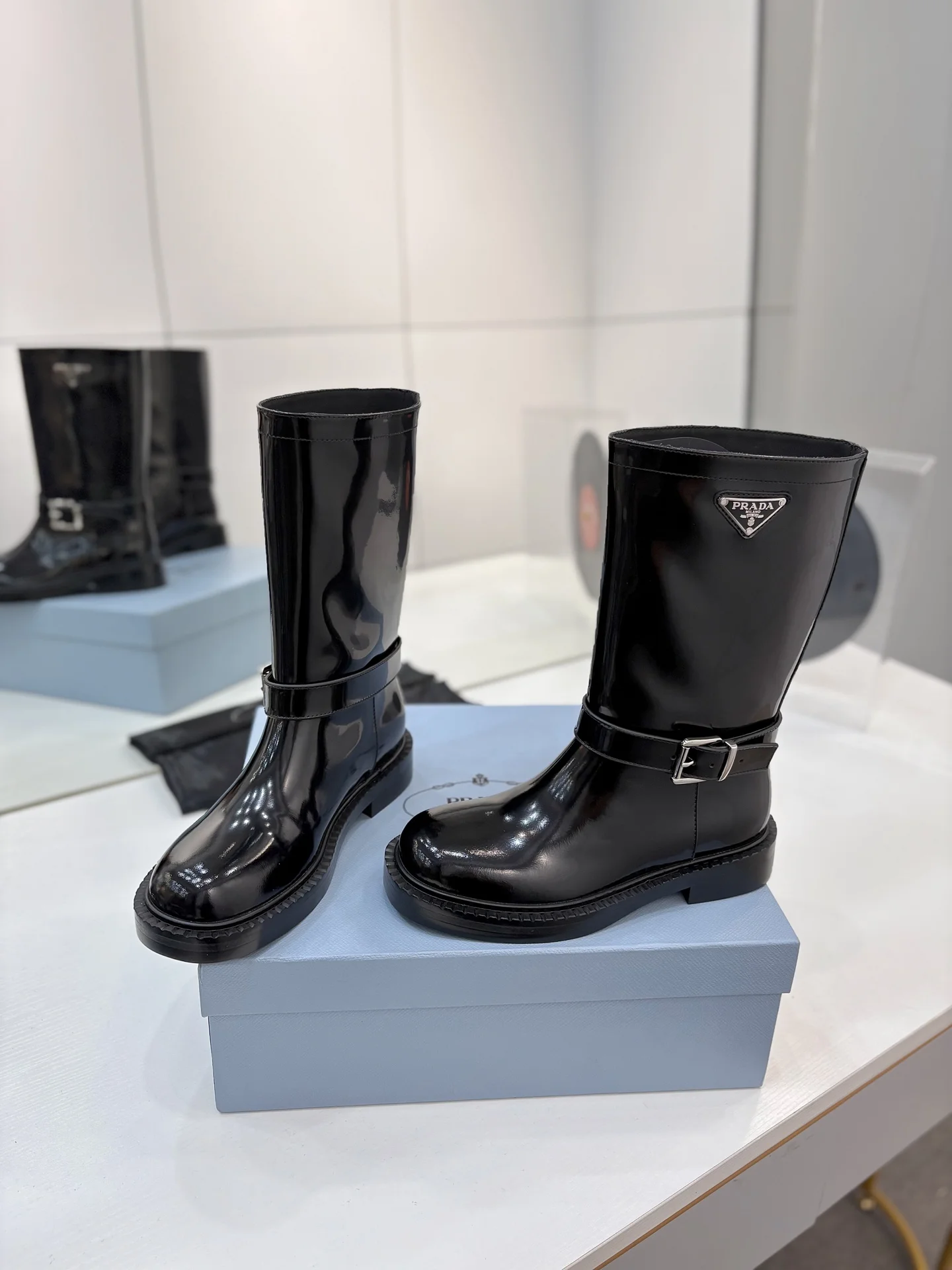 PRADA Boots Cow Leather Black EU35-41 C50202609110630 - Image 7