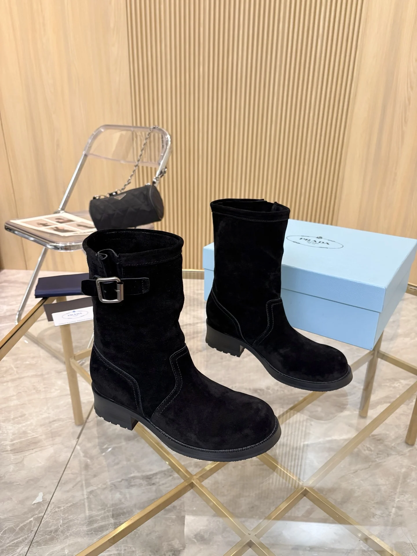 PRADA Boots Cow Suede Black EU35-40 B90202609110895 - Image 2