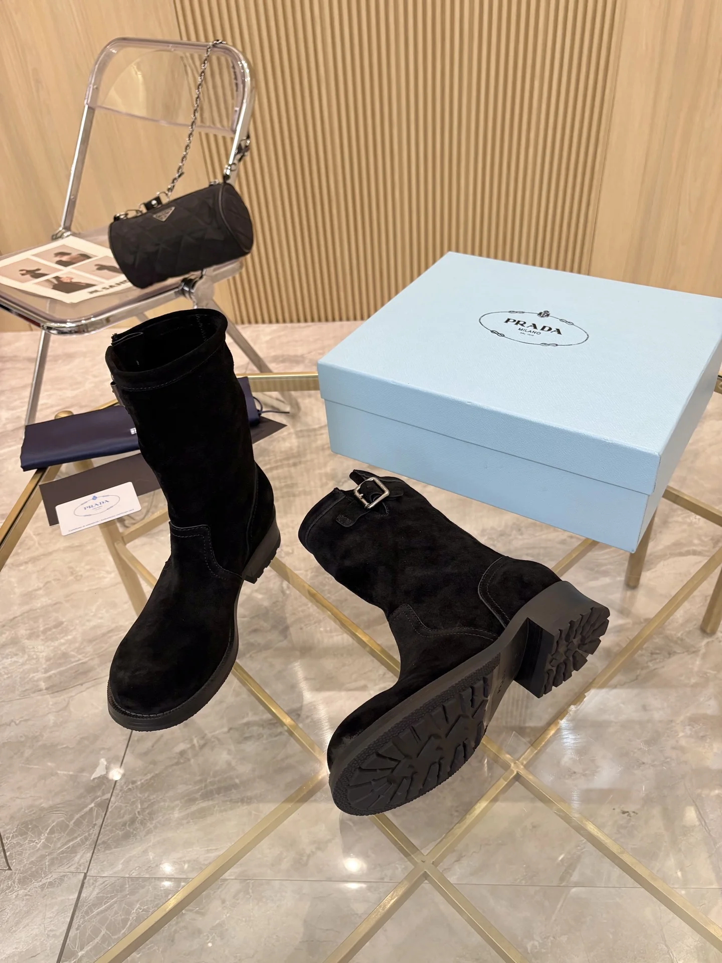 PRADA Boots Cow Suede Black EU35-40 B90202609110895 - Image 5