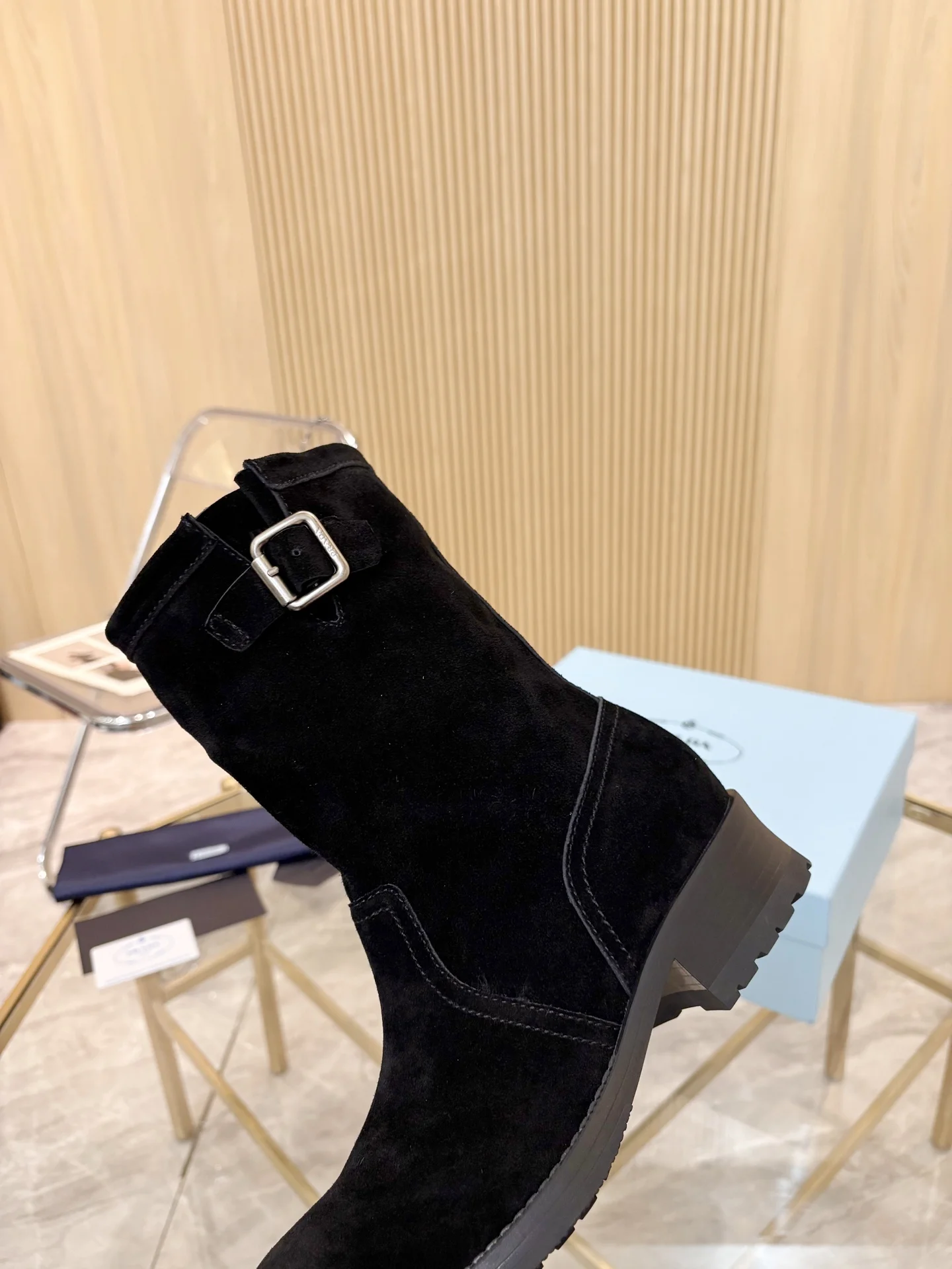 PRADA Boots Cow Suede Black EU35-40 B90202609110895 - Image 6
