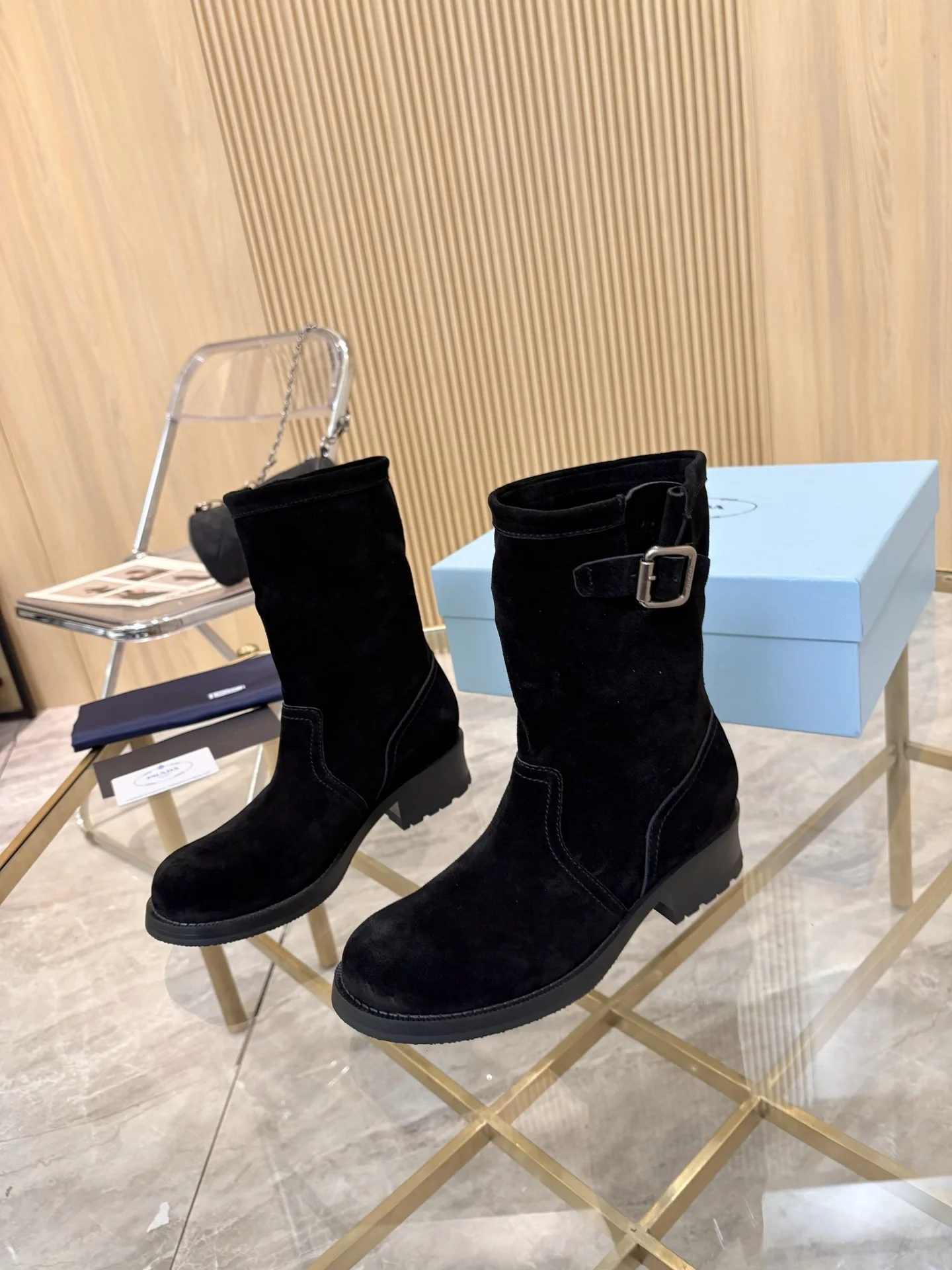 PRADA Boots Cow Suede Black EU35-40 B90202609110895 - Image 7
