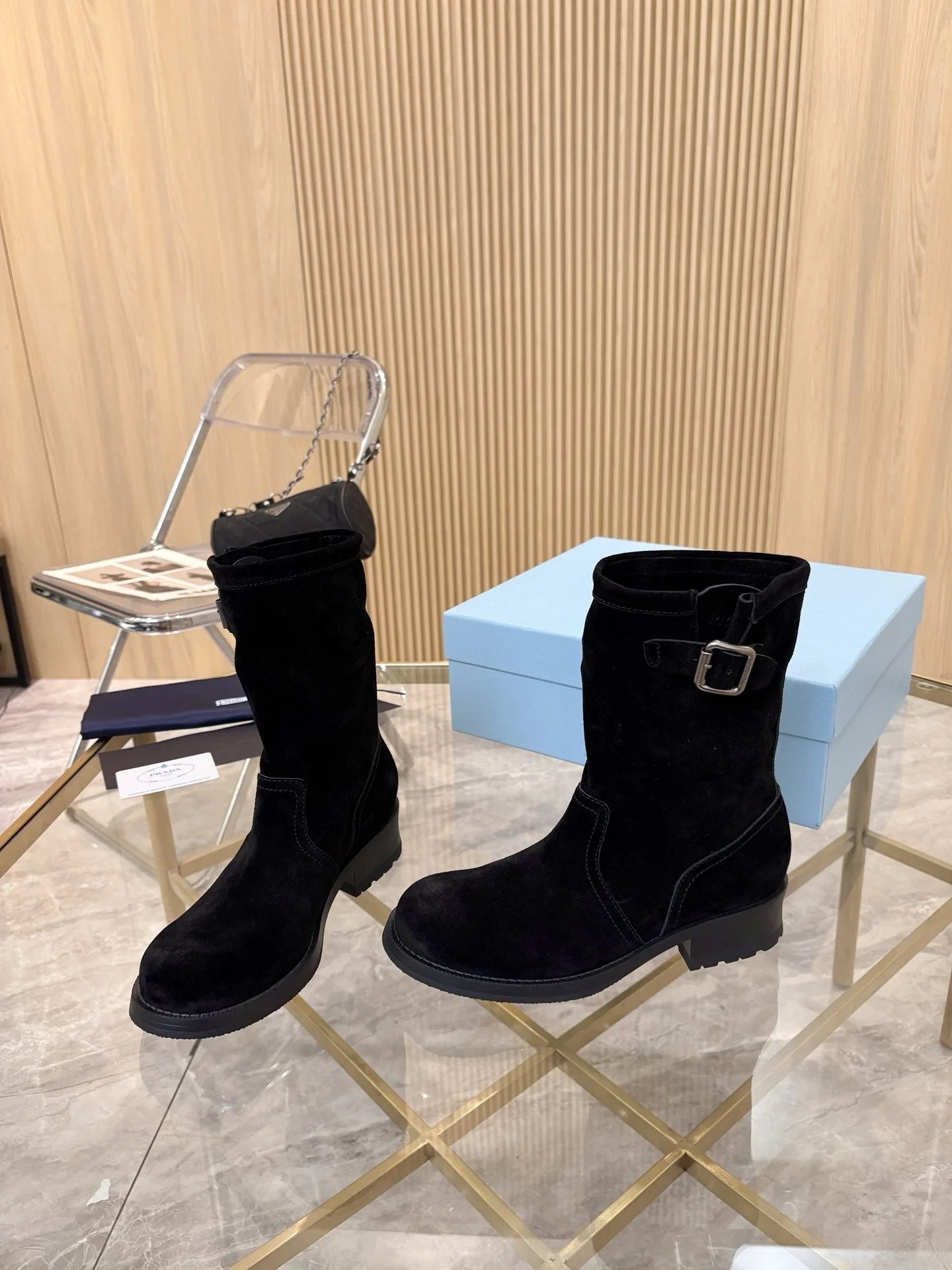 PRADA Boots Cow Suede Black EU35-40 B90202609110895 - Image 8