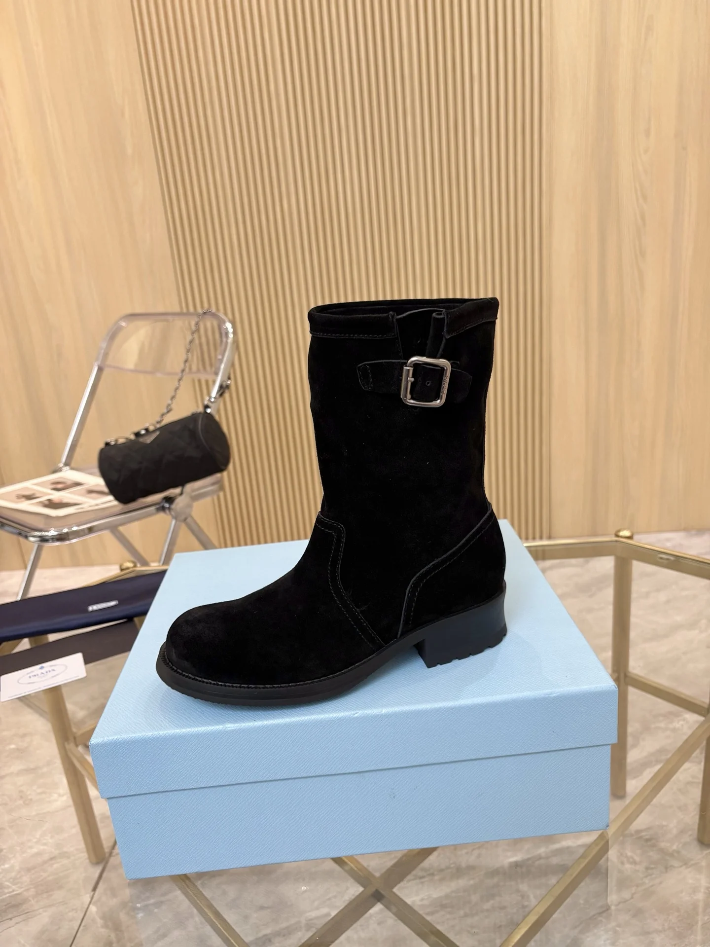 PRADA Boots Cow Suede Black EU35-40 B90202609110895 - Image 9