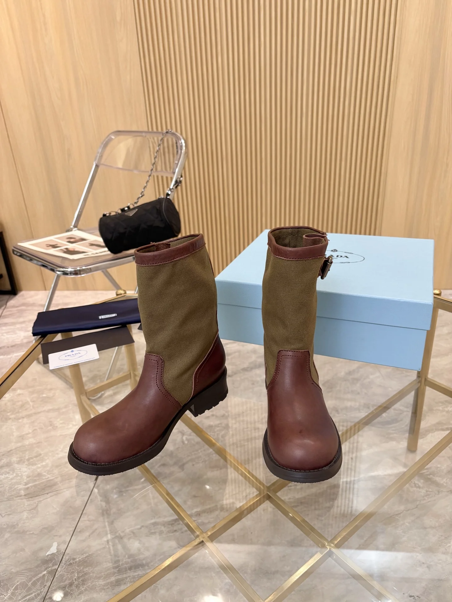 PRADA Boots Cow Suede Brown-Green EU35-40 B90202609110890