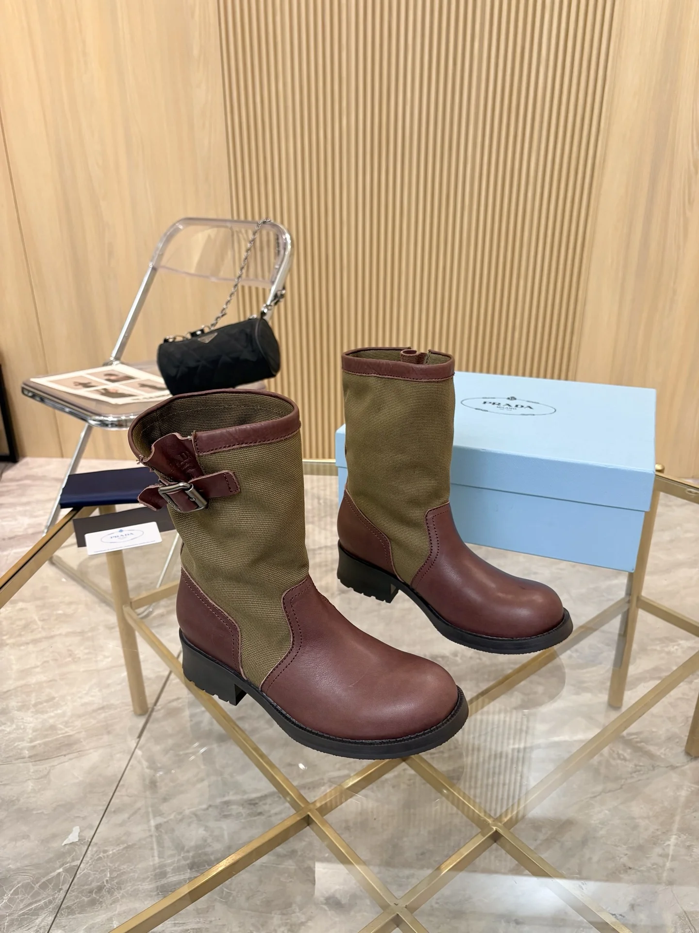 PRADA Boots Cow Suede Brown-Green EU35-40 B90202609110890 - Image 3