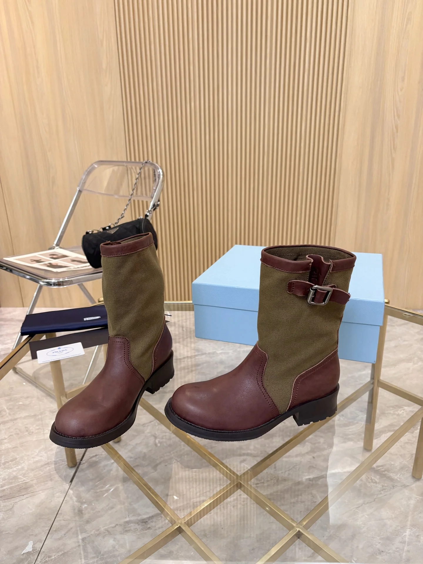 PRADA Boots Cow Suede Brown-Green EU35-40 B90202609110890 - Image 4